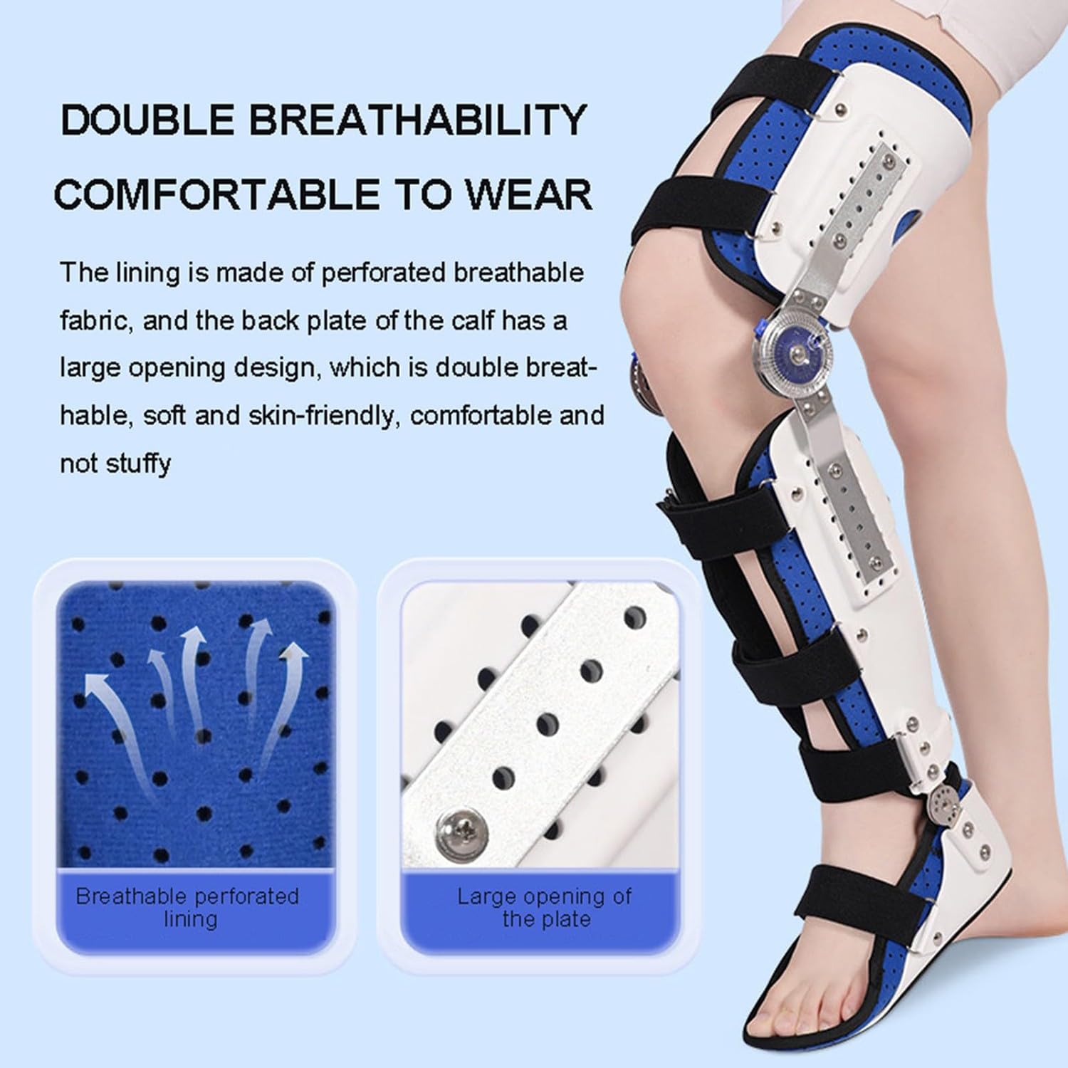 BLUEZY Ortesis De Rodilla Articulada, Rodilleras Plegables Soporte For Pies Soporte Ortopédico Ajustable Protección Después del Soporte De Rodilla para Pierna Rodillera Estabilizador Right,M