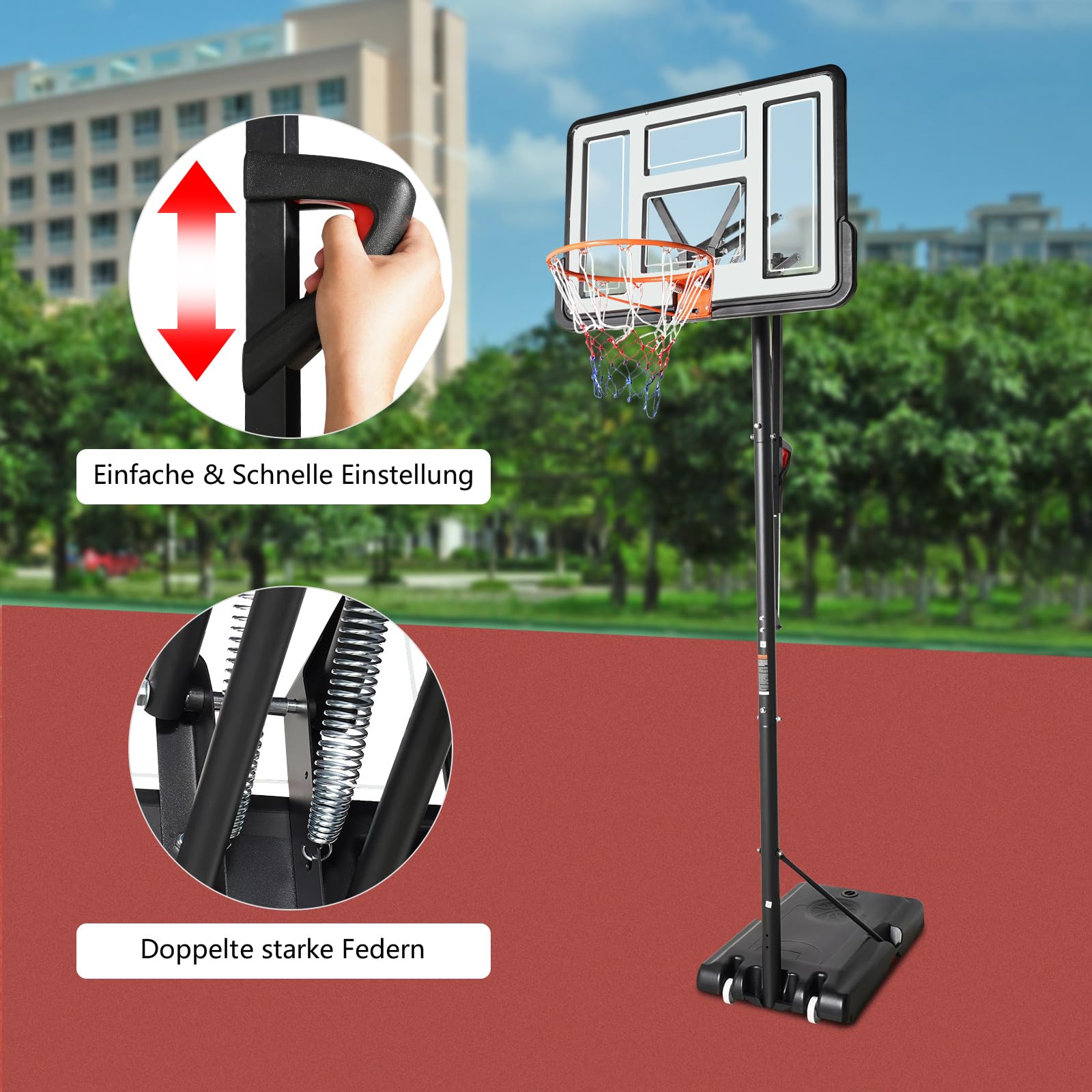 Supporto per canestro da basket, regolabile in altezza, 1,7-3,05 m, portatile, per bambini e adulti