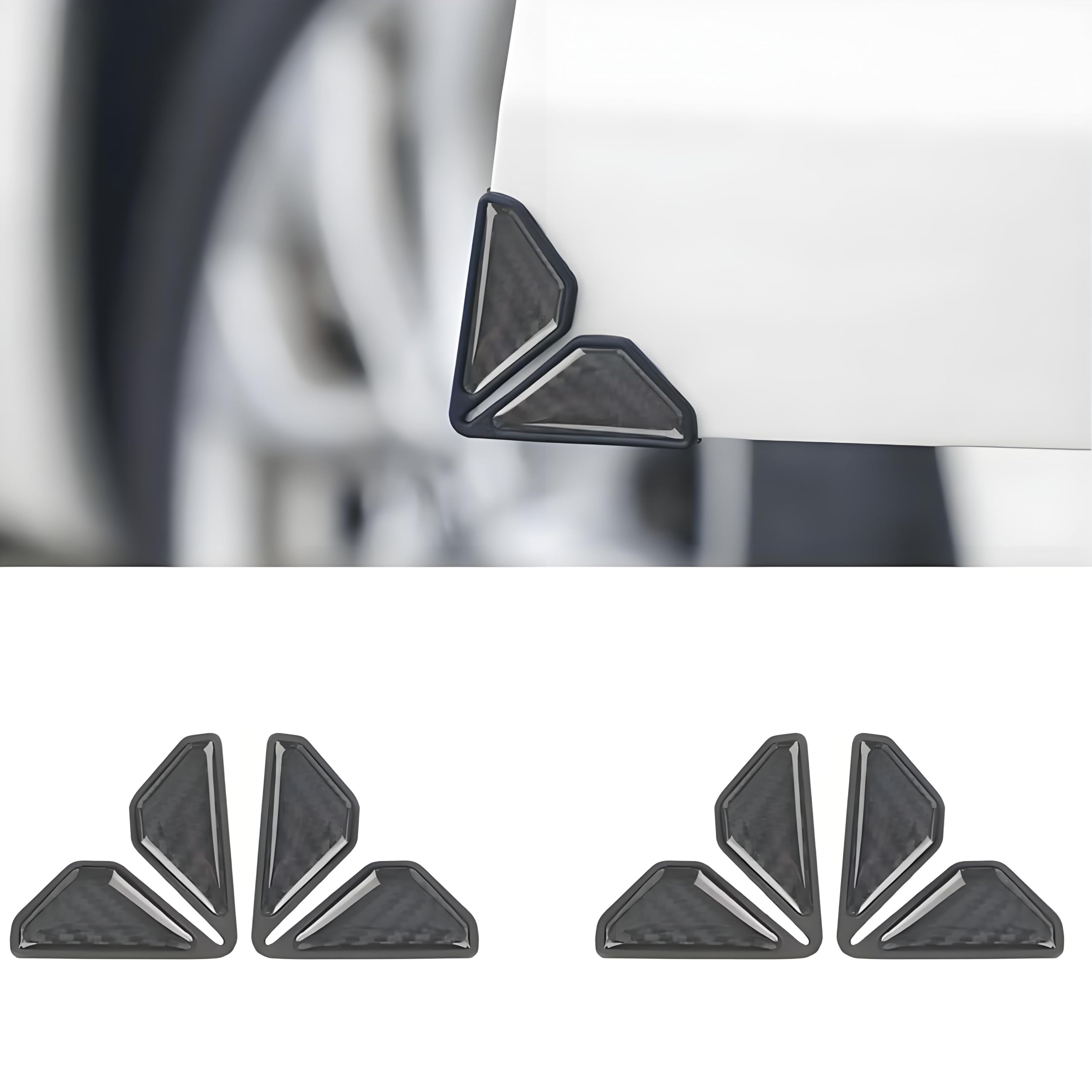 QIZUN Car Door Anti-Collision Stickers for Seat Alhambra II (7N) 2015-2020 Paint Guard 4-Piece Segmented Fit for Tight Car Parks Carbon Fibre,Black