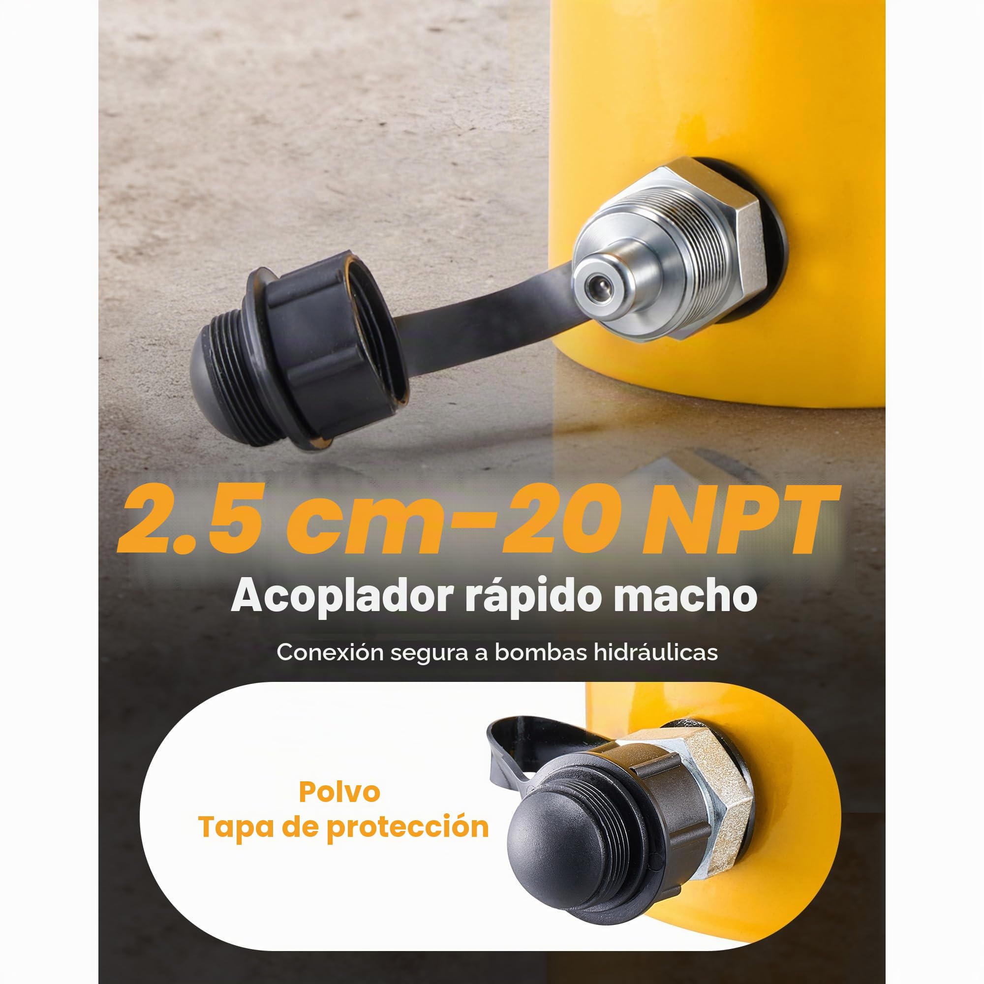 Succebuy Gato hidráulico hueco de cilindro hidráulico de 20T/44000 libras de 100 mm de émbolo para coche/furgoneta/barco/camión/caravana