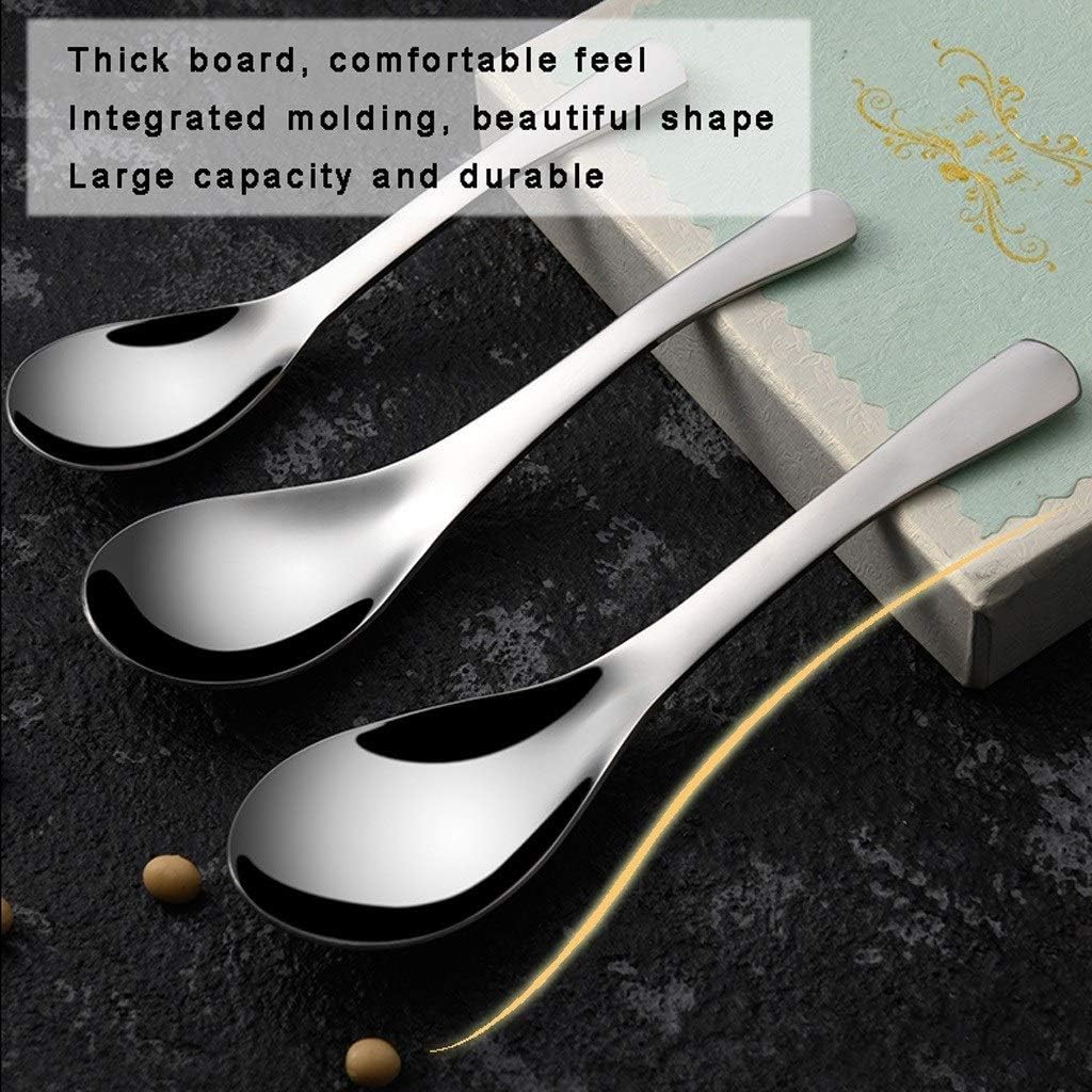 Scoop Food Grade Stainless Steel Soup Spoon Household Long Handle Spoon Heavy Mirror Polishing Service Spoon Suitable for Soup Dessert Noodles (Set of 8) Soup Spoon (Size : L)