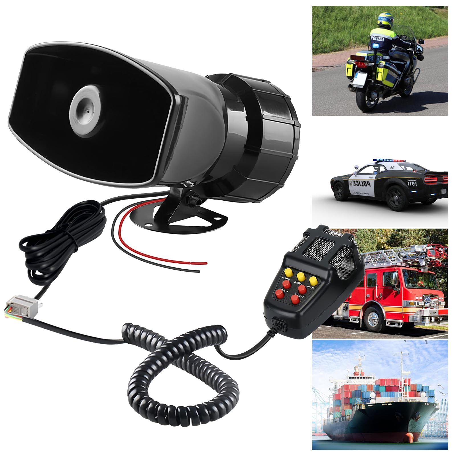 Sirena Autos,12V 100W Sirena Senzas Fili,Audio Autos Sirena,Sirena Per Auto Con 7 Toni,7 Tono Sound Car Sirena,Altoparlante Per Sirena Per Auto,Moto,Camion,Barca