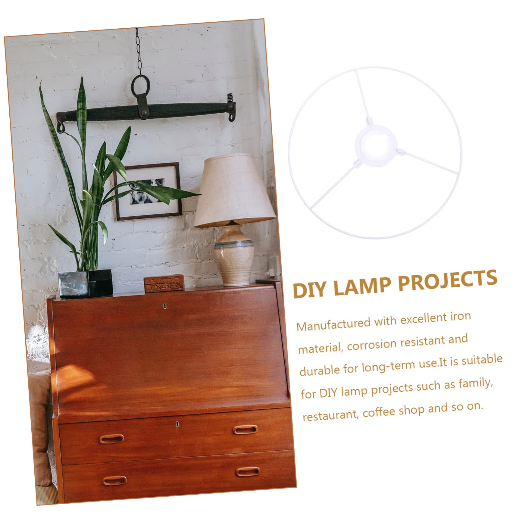 Zerodeko Lamp Shade Ring Frame 30cm Diameter Shade Ring for Pendant Light DIY Lampshade Holder, As Shown, 30.00X30.00X3.50CM - Image 2