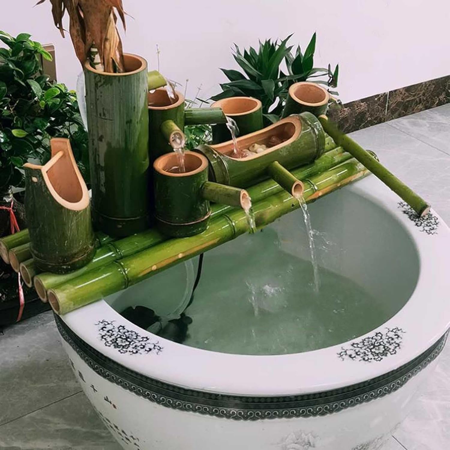 Garden Fountain Bamboo,Japanese Zen Garden Pond Water Feature Decoration, Feng Shui Zen Water Fountain,Home Decor for Indoor Outdoor Backyard Lawn(50cm)