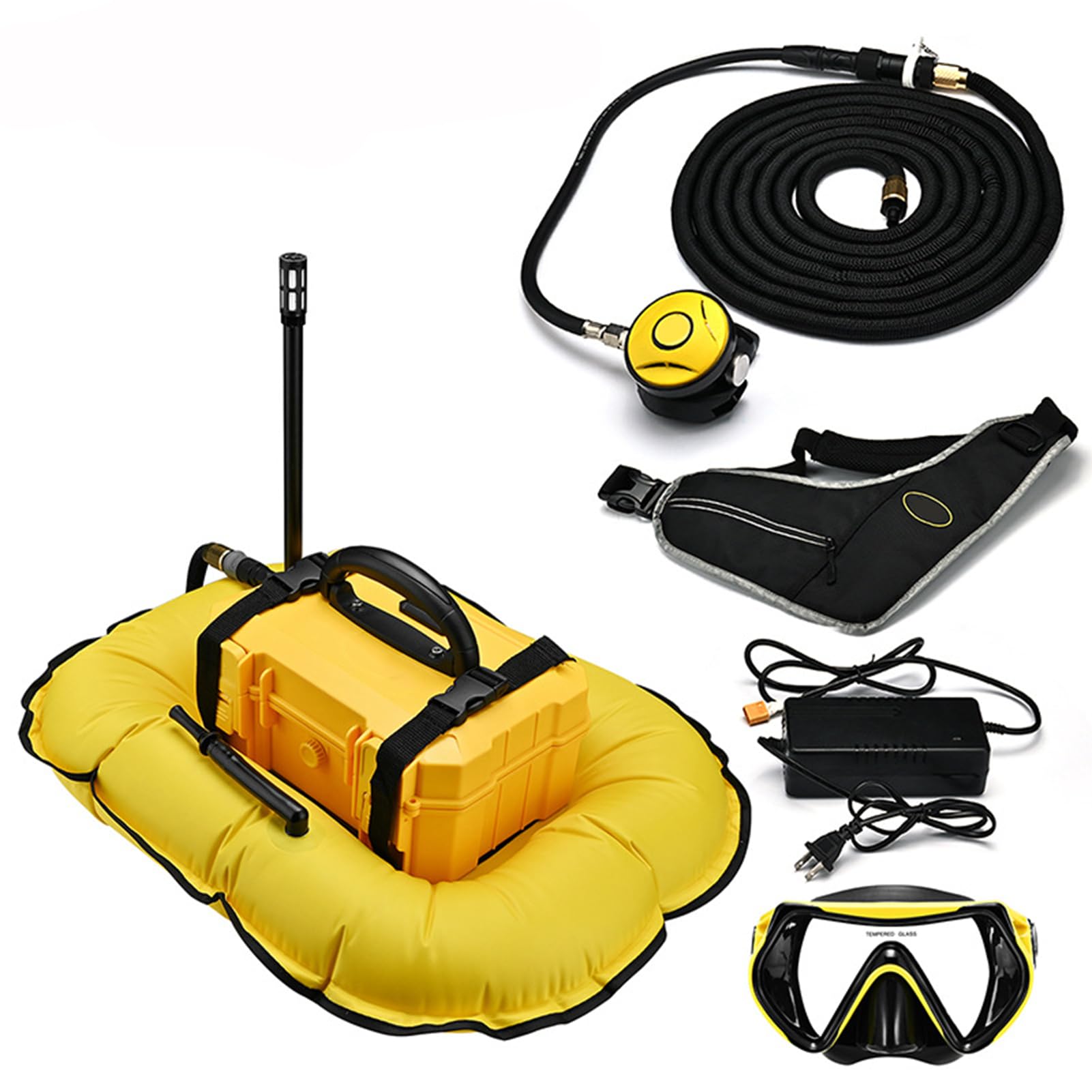 Diving Compressor Rebreather Portable Diving Ventilator, Maximum Depth 10m/15m, Endurance 3/5.5 Hours, Waterproof Protection, Night Warning Light for Travel and Recreational Diving