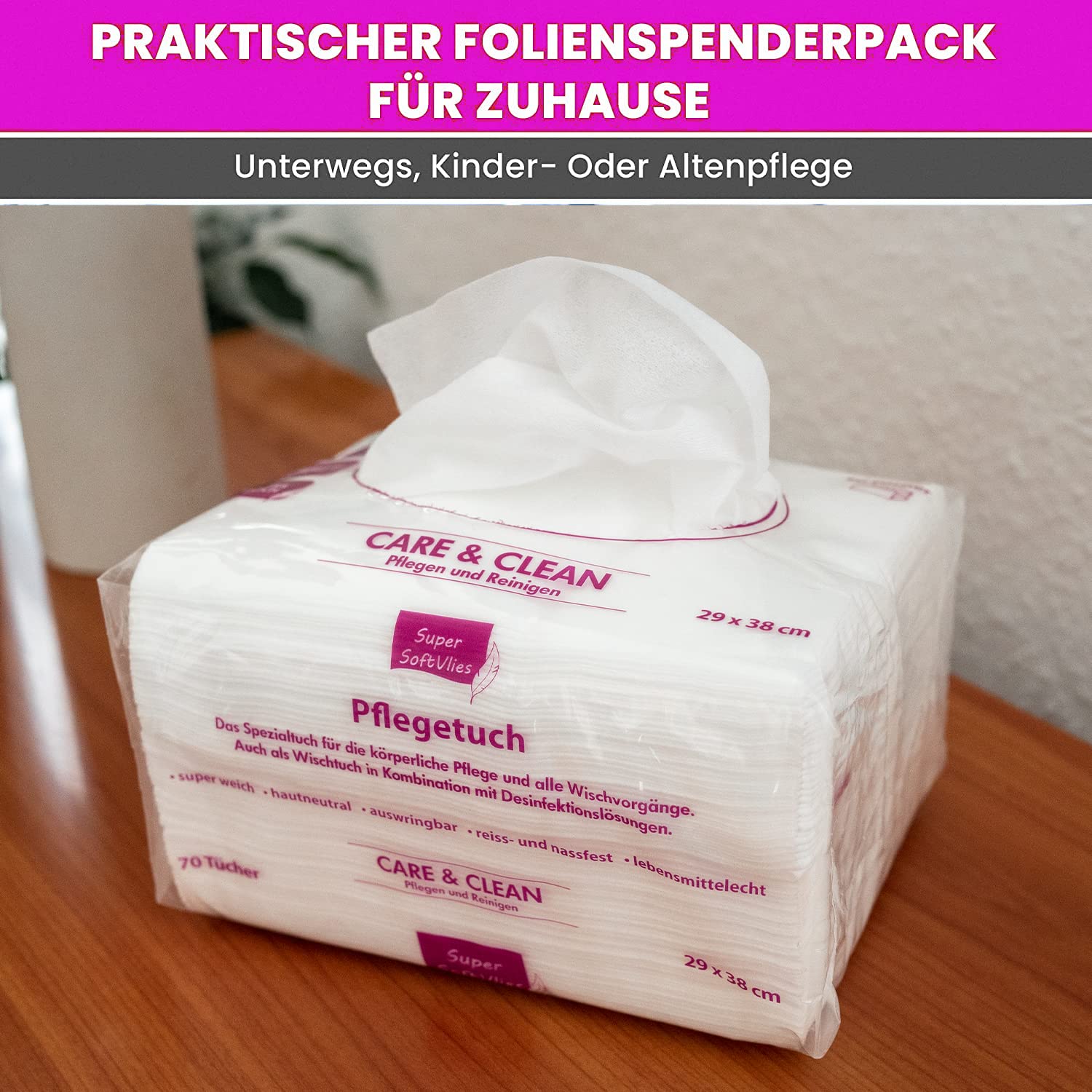 Mascot 10x70 Pflegetücher aus Viskose | alkoholfrei, trocken & hautfreundlich | Reinigungstücher für Gesicht & Körper | Abschminktücher für empfindliche Haut | auch für Baby- & Altenpflege