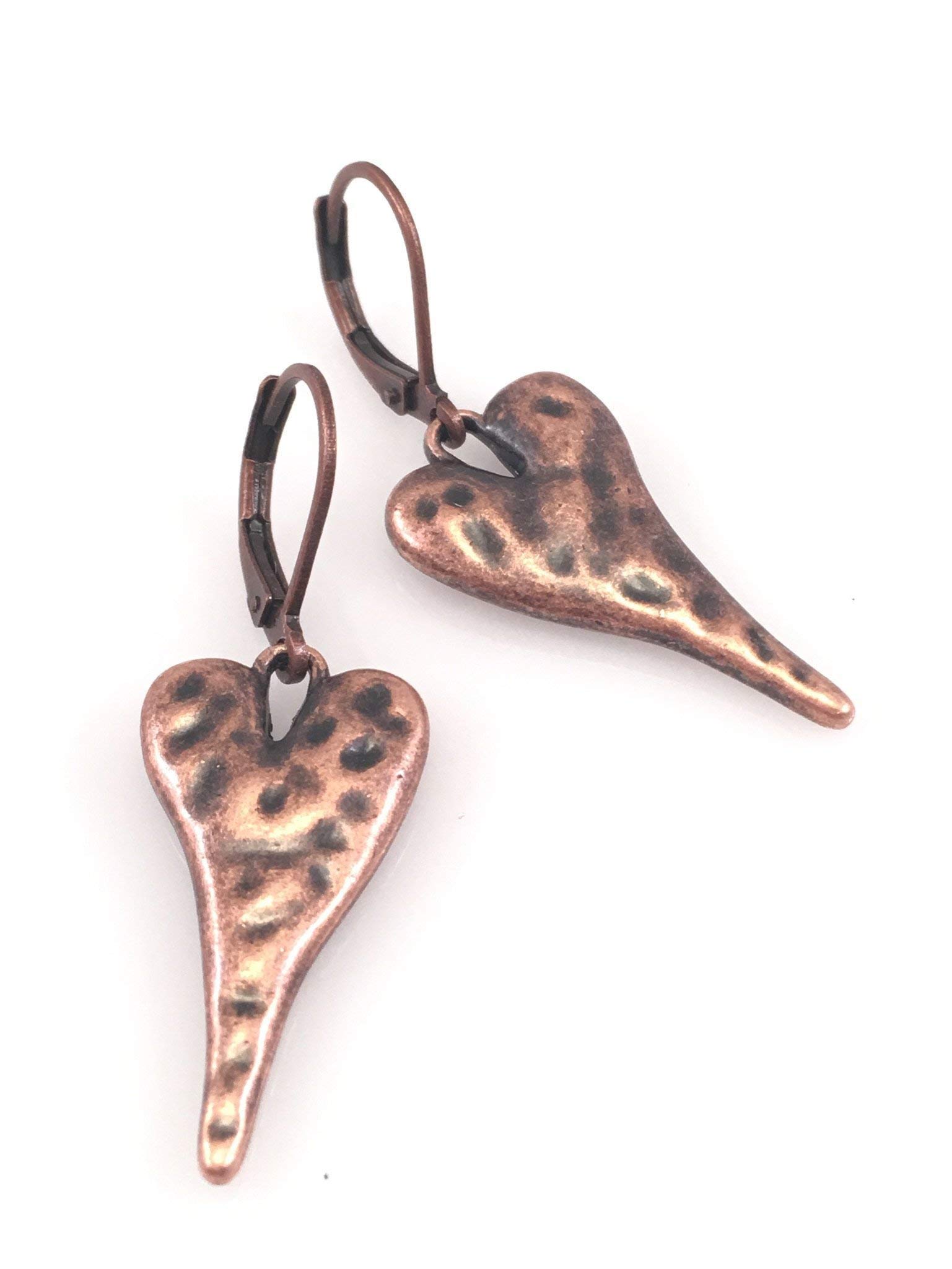 Ear-ResistablesAntiqued Copper Elongated Heart Earrings