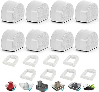 Cat Water Fountain Filter, Pet Fountain Filter Replacement Compatible with PetSafe Drinkwell Avalon Pagoda Seascape Seaside Pet Dog Cat Water Fountain (C. 8 Filters+8 Sponges)