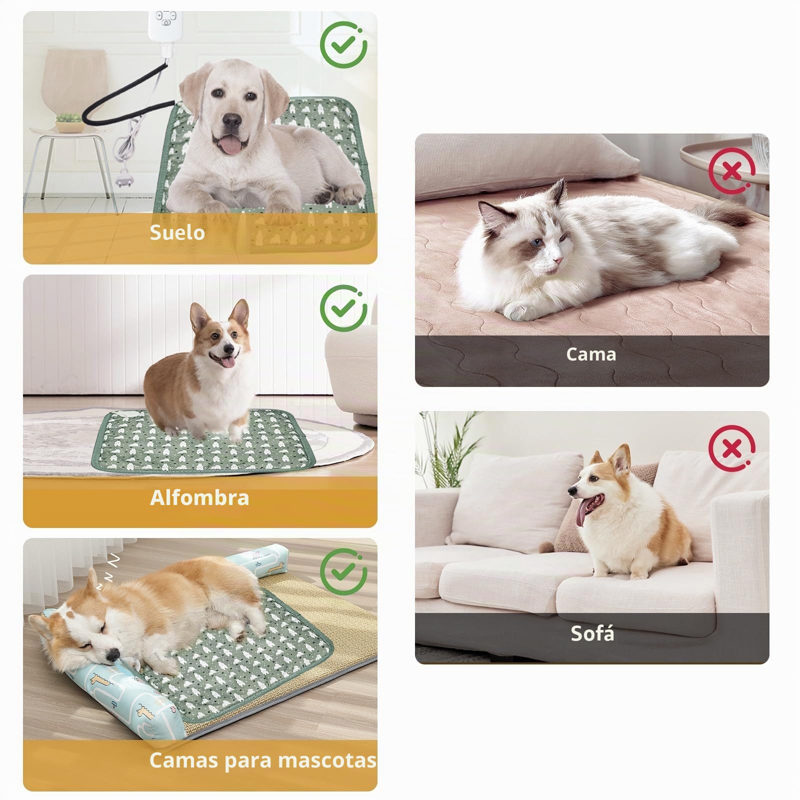 OBEST Manta termica para Perros y Gatos Impermeable, 9 Niveles de Temperatura de 20 a 50 °C, Manta electrica Mascotas con Programador 2 a 12 Horas, Almohadilla térmica Mascotas(45 * 45cm)