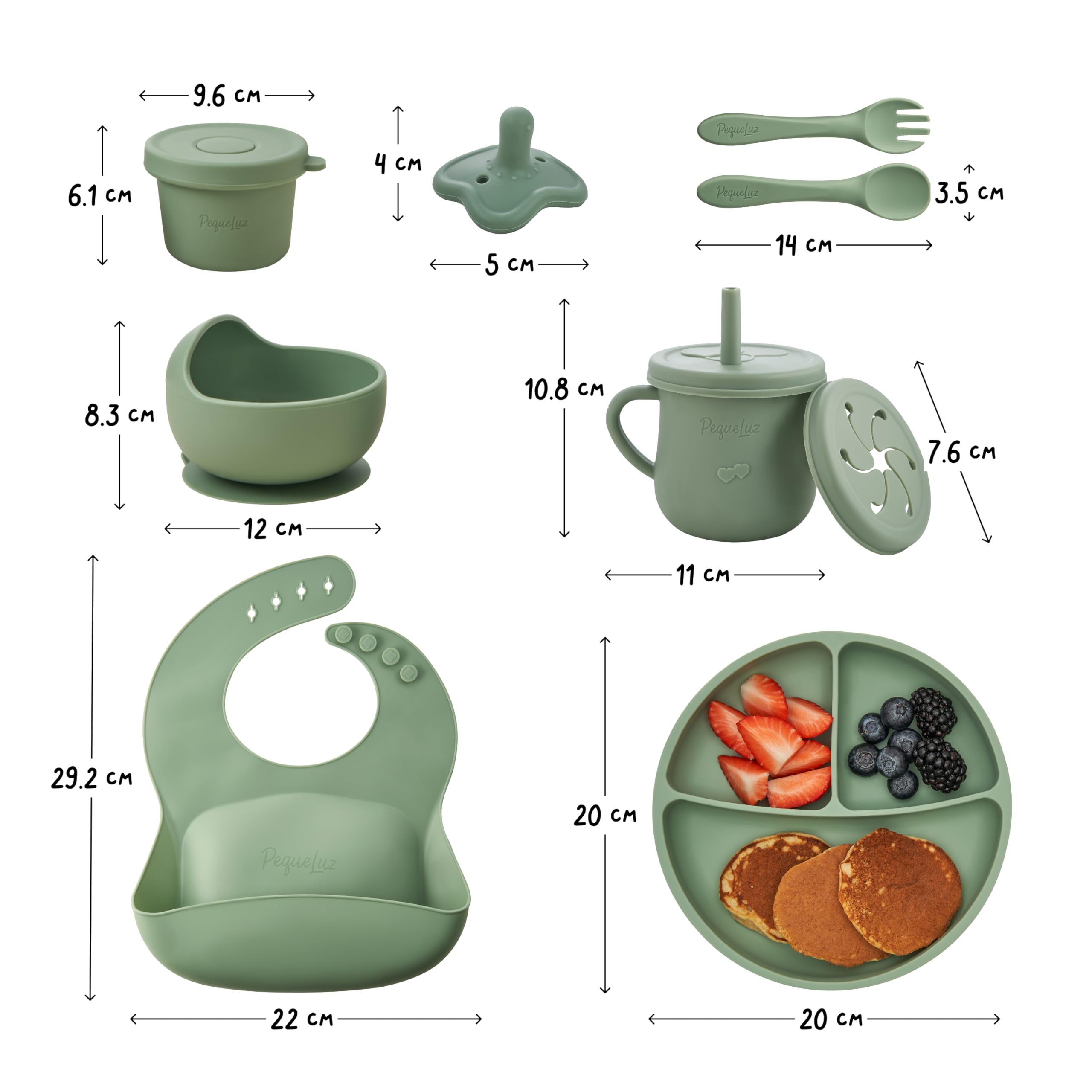 Set Pappa Svezzamento Neonati in Silicone LFGB – 10 Pezzi | Set Autosvezzamento Premium con Piatto e Ciotola con Ventosa, Tazza, Bavaglino e Posate Bambino | Senza BPA