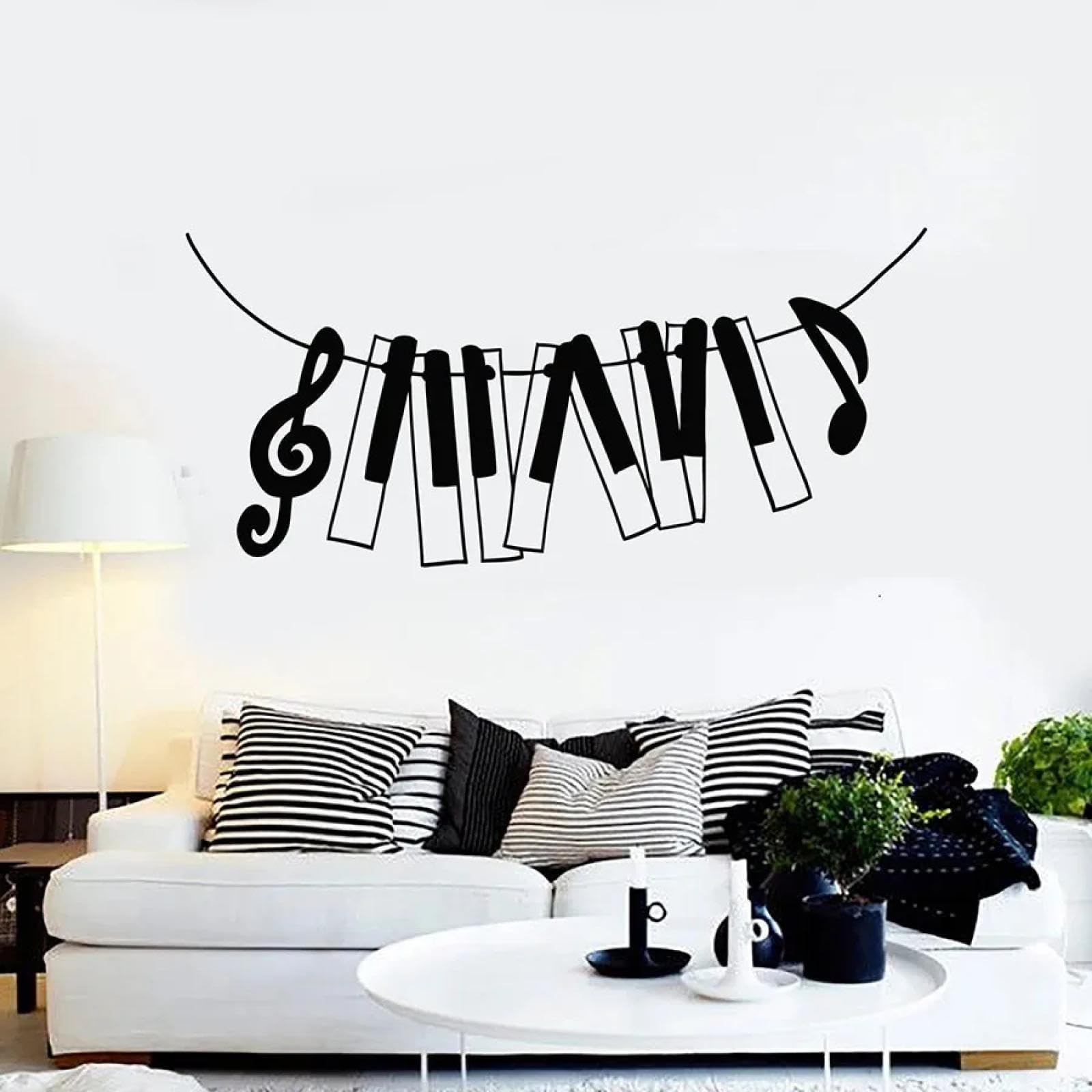 Black/Wall Sticker Musical Piano Notes Treble Clef Music Keys Window Sticker Bedroom Classroom Mural Decal