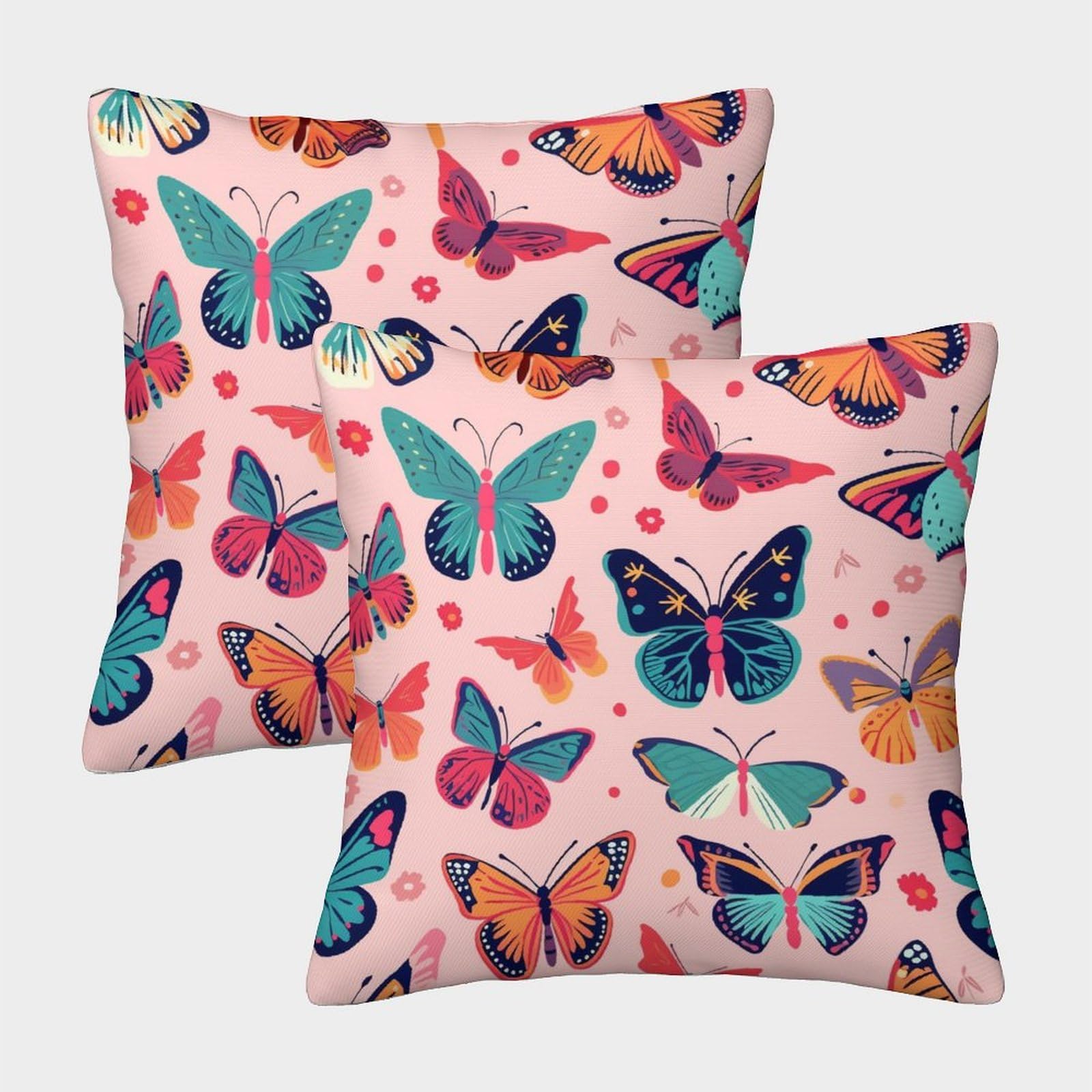 NRAOPEVVD Butterfly Cushion Cover Set of 2 Decorative Machine Washable Pillowcases Square Pillow Cases with Invisible Zipper Cushion Covers For Livingroom Sofa Bedroom Throw Pillow Cases 40x40cm