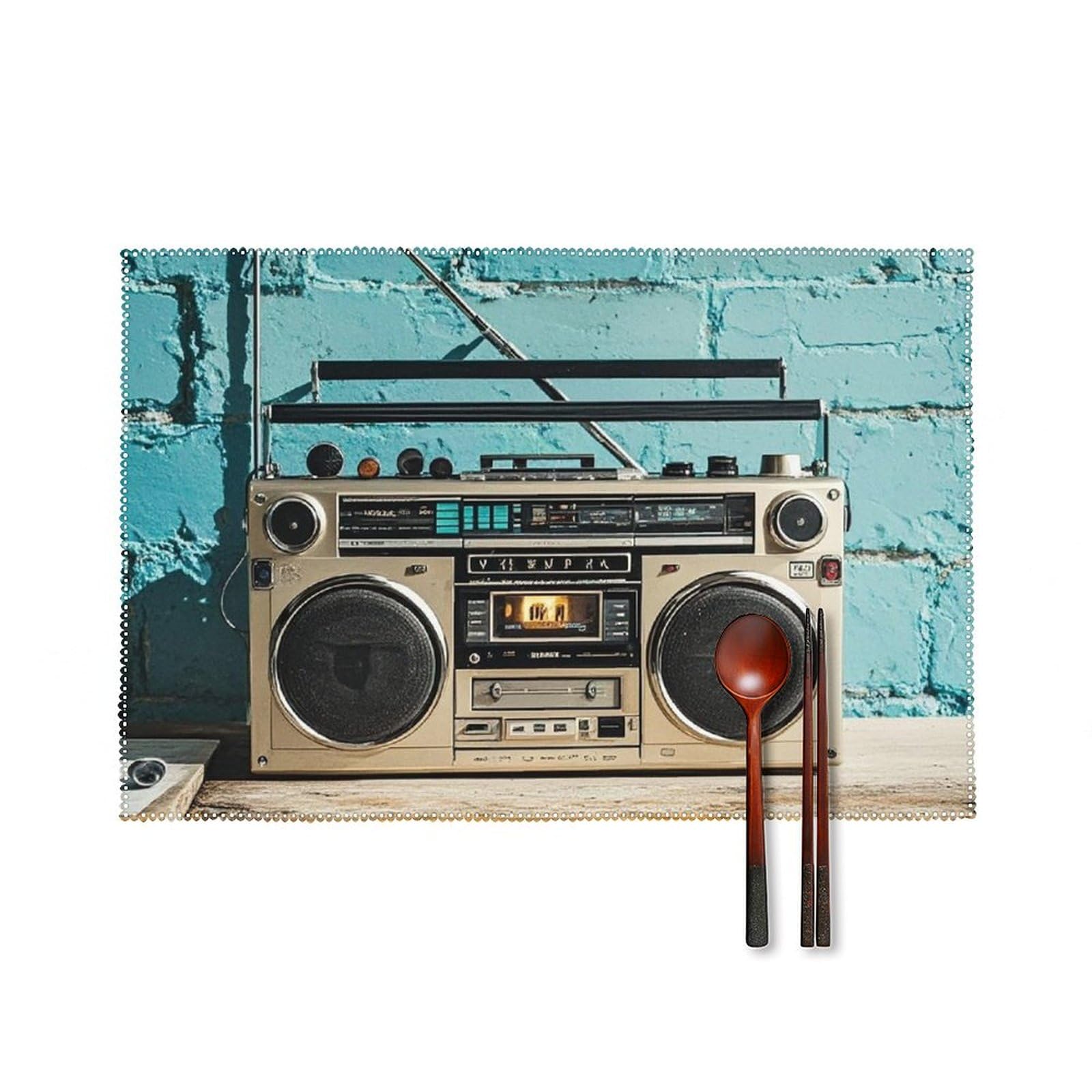 Set de table vintage de radio haute résistance thermique 30x45cm de qualité supérieure