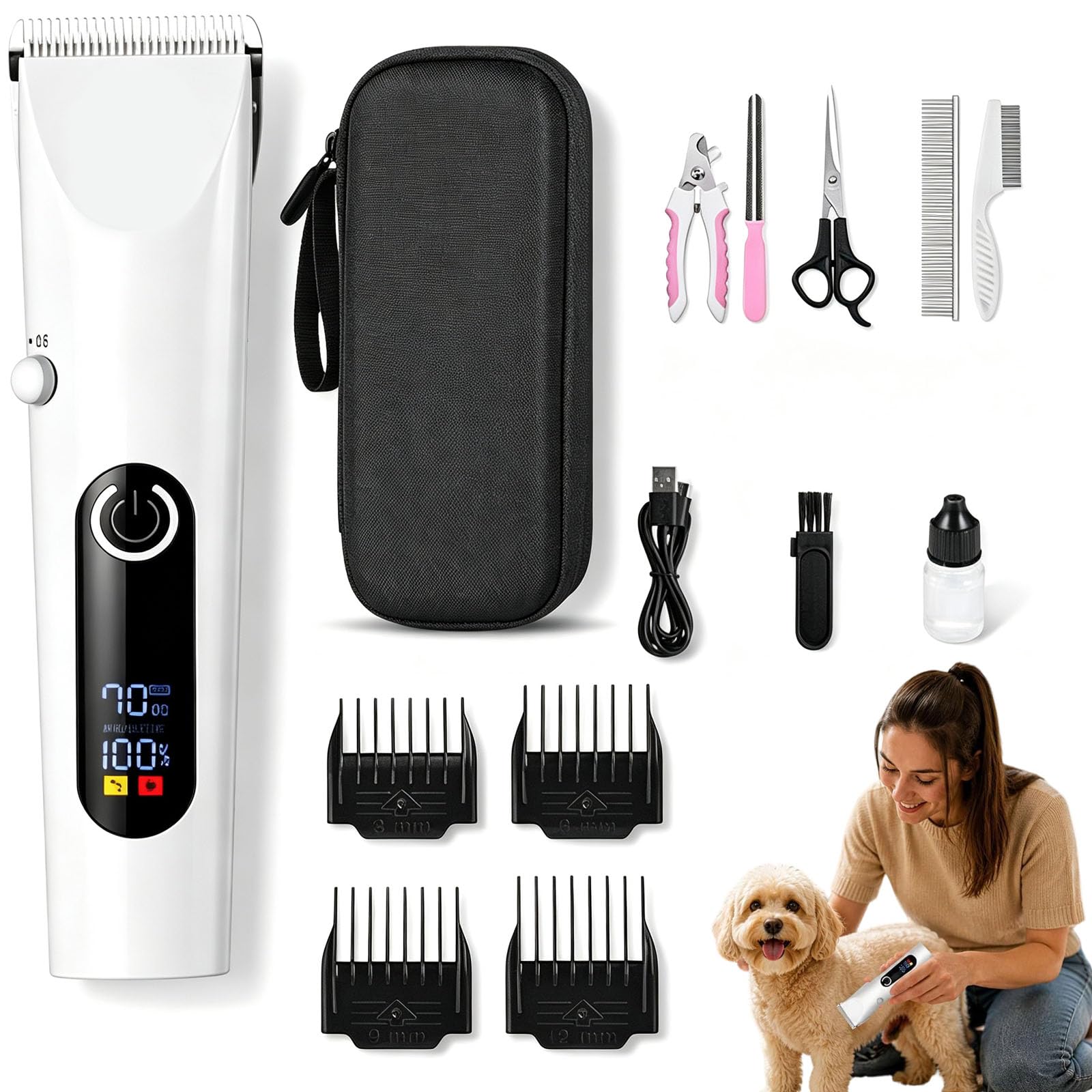 Tondeuse Pour Chien, 2026 Dog Clipper, 2 Vitesses Avec éCran Led，Style 5