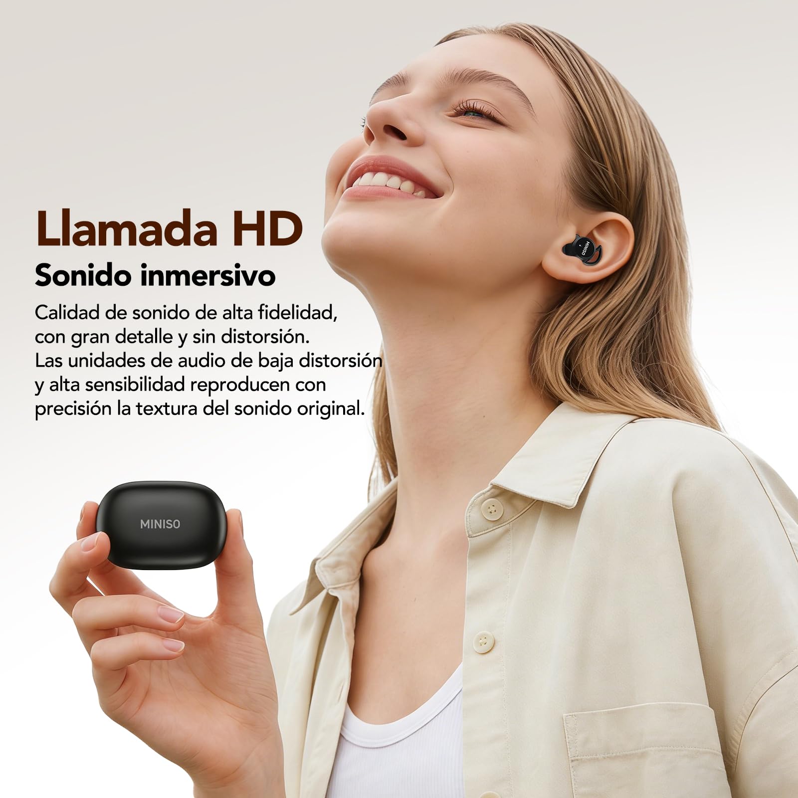 MINISO MS217 Auriculares para Dormir, Auriculares Traductor en Tiempo Real | 165 idiomas con APP, Cancelación de Ruido, Bluetooth 6.0 & 48h Autonomía, Almohadillas Suaves para Viajes, Trabajo y Dormir