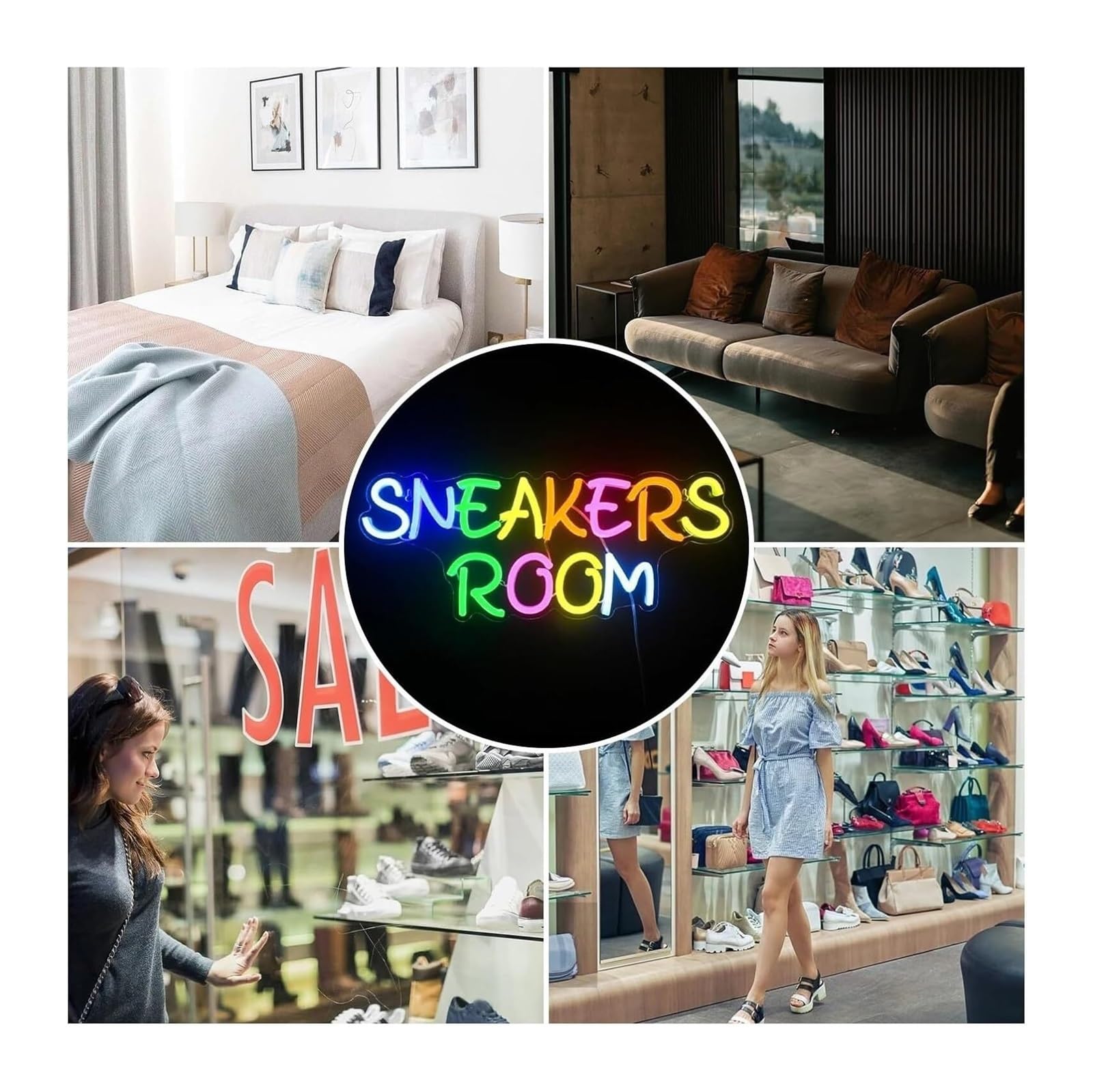 Ideas creativas para regalos con letreros de neón Lámpara de pared LED con diseño zapatillas y letreros neón para decoración interiores