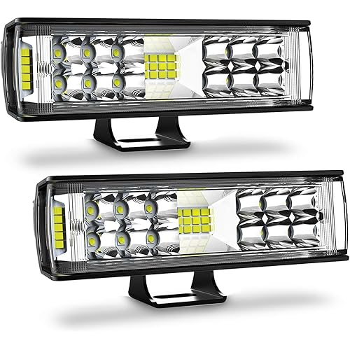 AutoFeel Led Light Bar, 7 inch Led Pods Light with 5500LM 6500K White Lighting, 2Pcs 60W Flood Spot Fog Beam Combo for Off Road Driving/Night Driving, Compatible with Truck ATV Boat SUV Motorbike