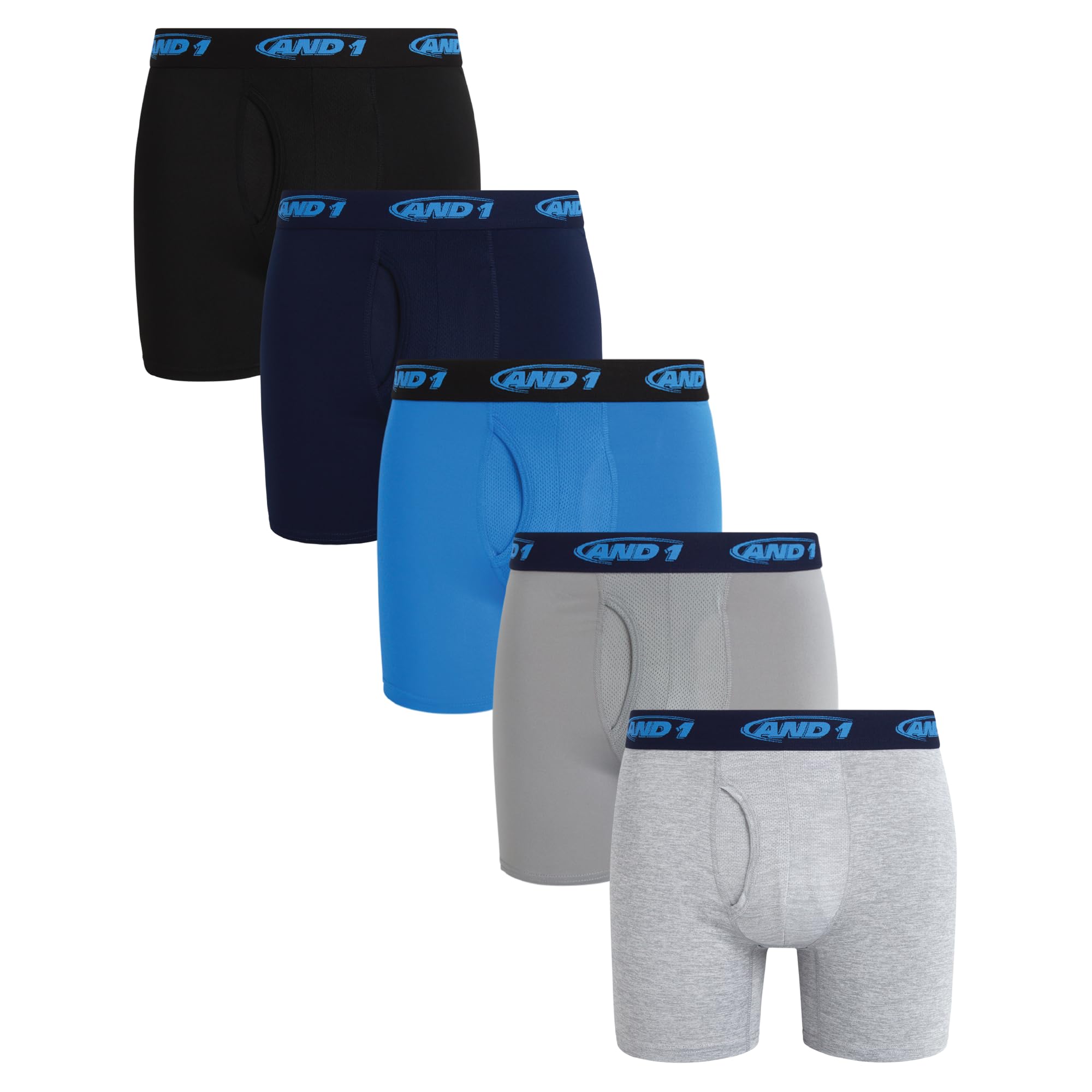 AND1 Men's Underwear - Performance Compression Boxer Briefs with Functional Fly (4 or 5 Pack)