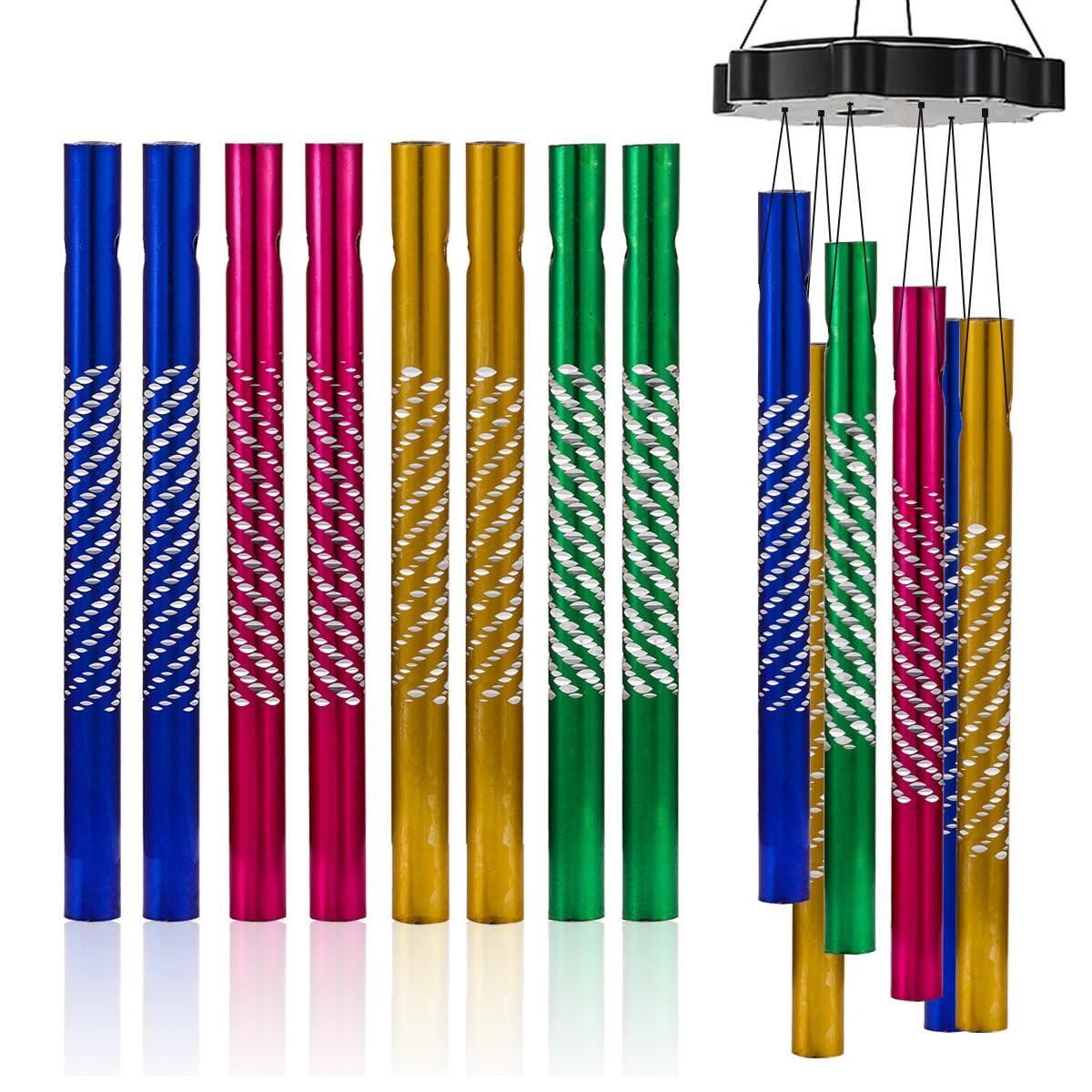 Wind Chime Tubes,50 PCS Hollow Windchimes Aluminum Tubes Wind Bells Empty Tubes Metal Windchime Kit for Home Garden Outdoor Hanging Decoration - Image 3