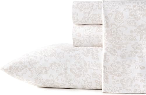 Stone Cottage - Juego de sábanas de percal de algodón, decoración fresca y fresca para el hogar (café, individual)