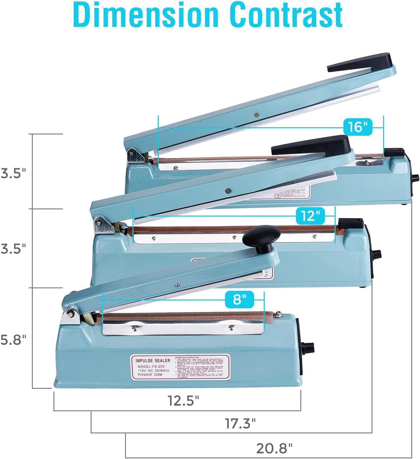 Metronic Sellador de bolsas de poliéster de 20,32 cm con kit de reparación