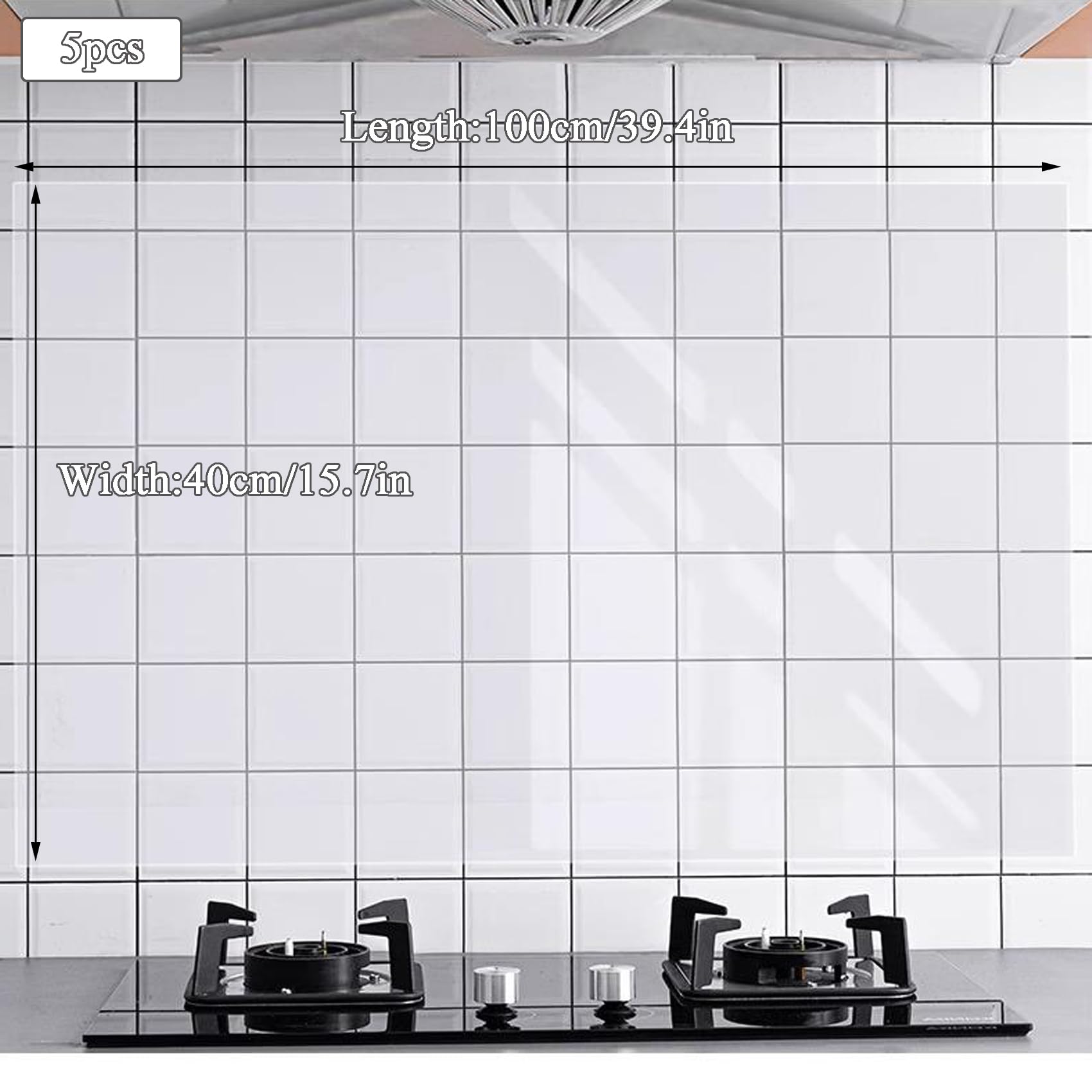 Clear Contact Paper, 5PCS Oil-Proof Transparent Sticker, Self Adhesive Clear Wall Protector Sheet, Peel and Stick Vinyl Film Wallpaper, Waterproof Shelf Liner Roll for Kitchen Cabinet