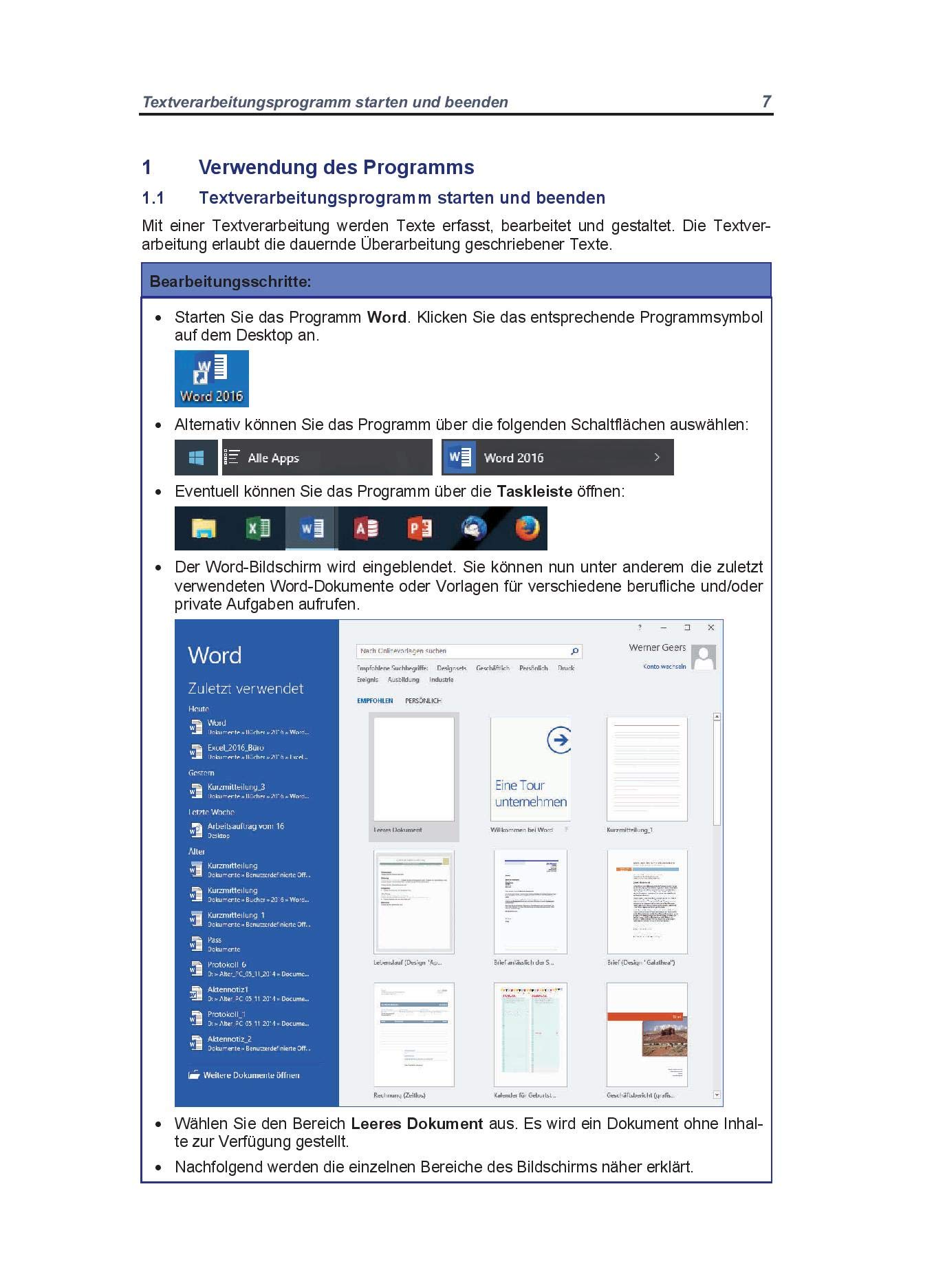 Arbeiten mit Word 2016: Schülerband