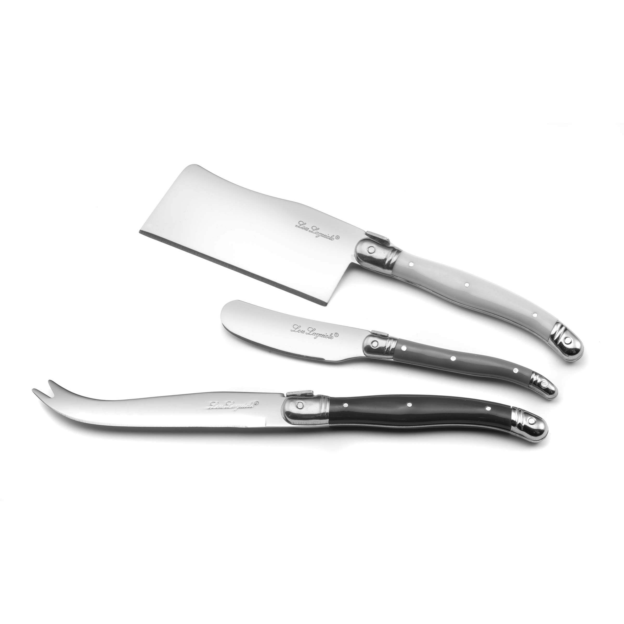 Laguiole Juego de cuchillos para queso 3 piezas acero inoxidable plateado apto para lavavajillas