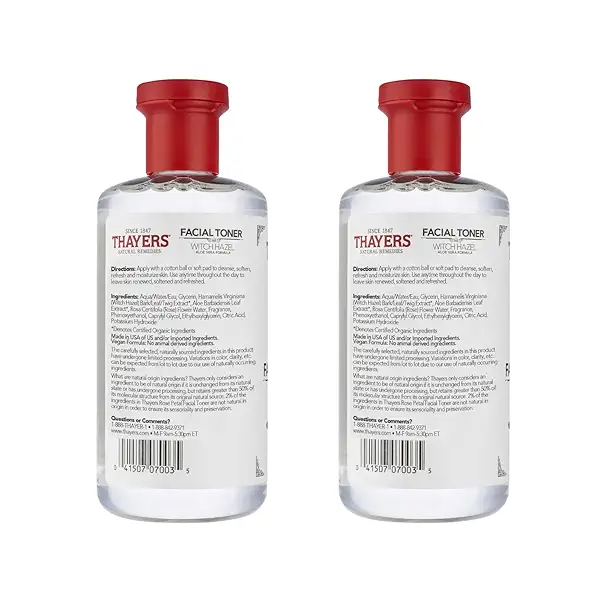 THAYERS Alcohol-Free, Hydrating Rose Petal Witch Hazel Facial Toner with Aloe Vera Formula, Vegan, Dermatologist Tested and Recommended, 12 Oz (Pack of 2) 2