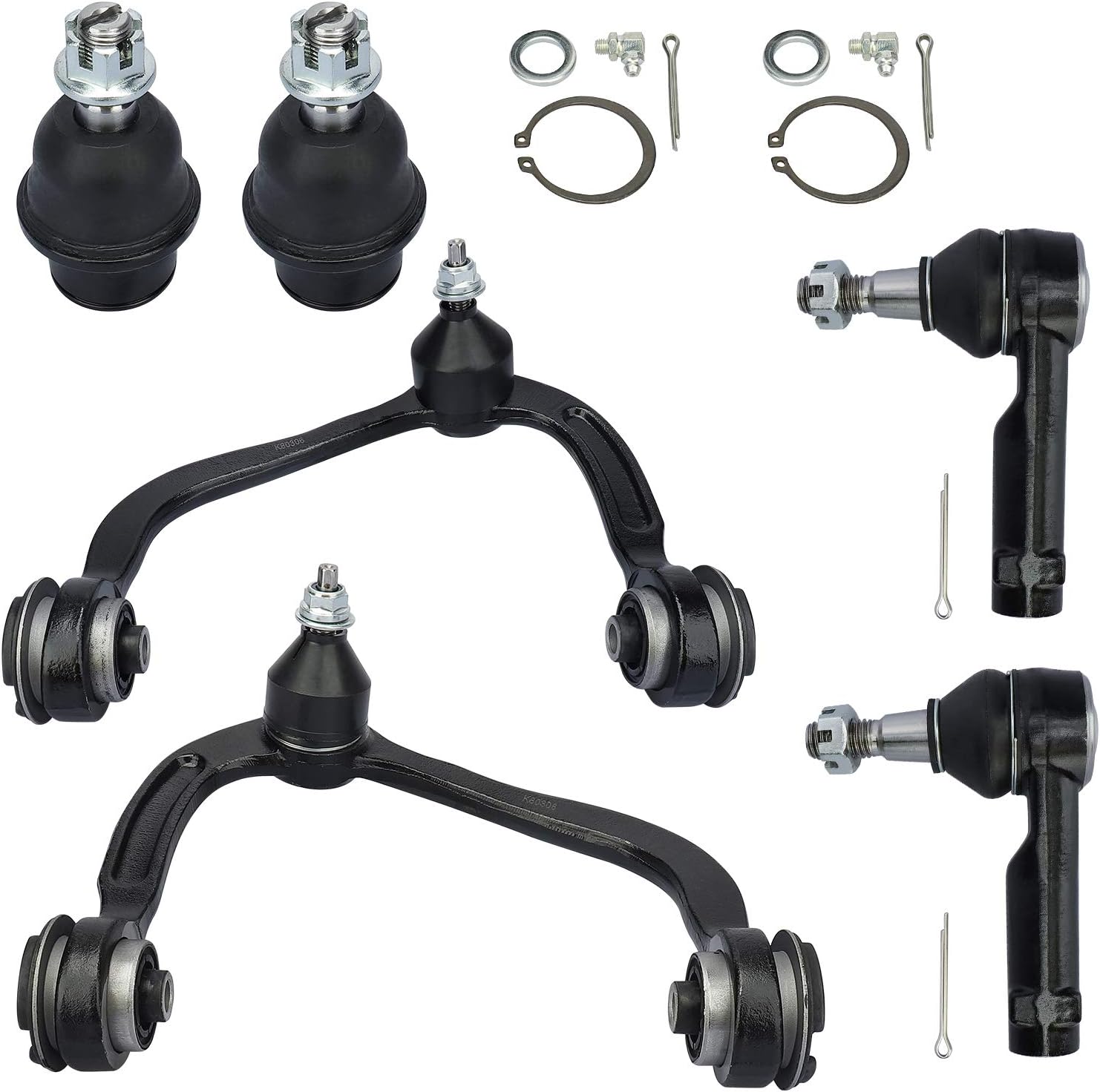 6pc - front upper control arm kit for ford f-150 2004-2008, for lincoln mark lt 2006 2007 20008 w/ball joint + outer tie rod ends + lower ball joints bccak1023fba