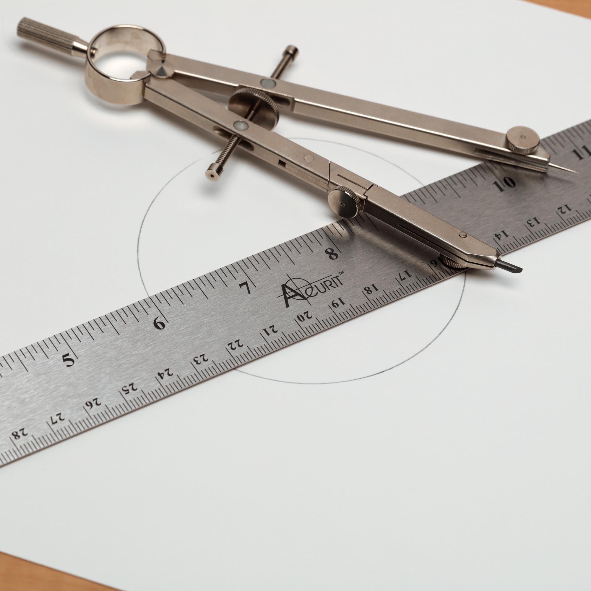 Acurit Linijka ze stali nierdzewnej z korkiem, używana do rysowania, pomiaru, rysowania, sztuki - linijka 45 cm