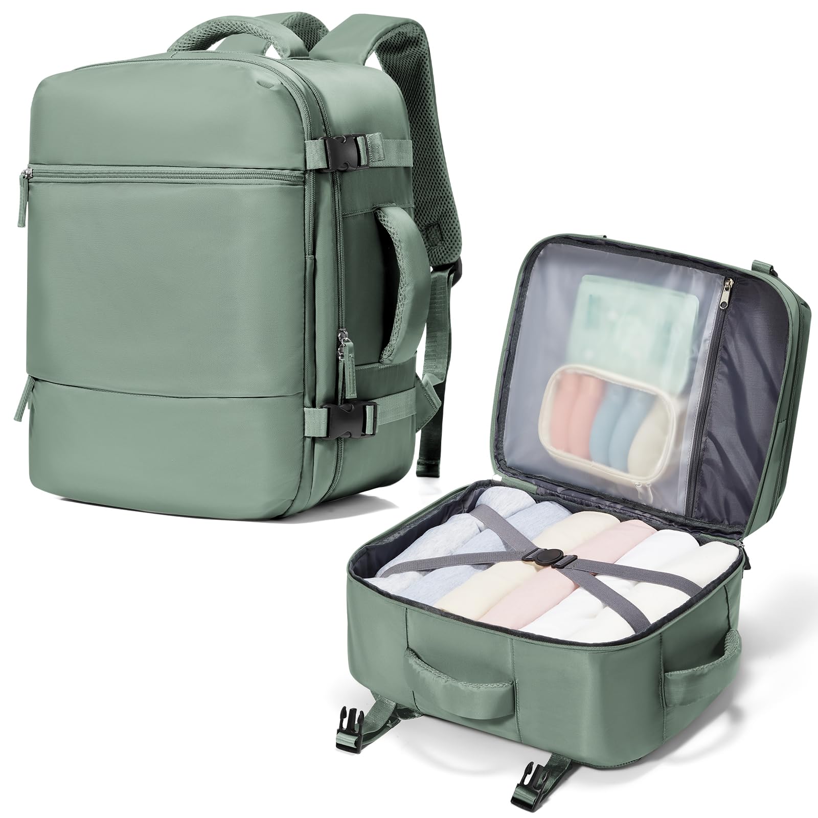 suradar Ryanair Kabinentaschen 40x30x20 Untersitz, Wizz Air Kabinentasche 40x30x20, Ryanair Reiserucksack Kabinengröße, Rucksack für Reiserucksack für Flugzeug Handgepäck, A-army Grün, 40x30x20 cm