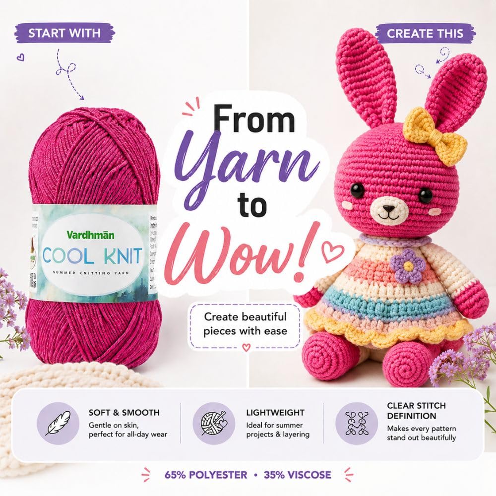 Cool Knit Yarn - Lightweight Pink Poly Viscose -5