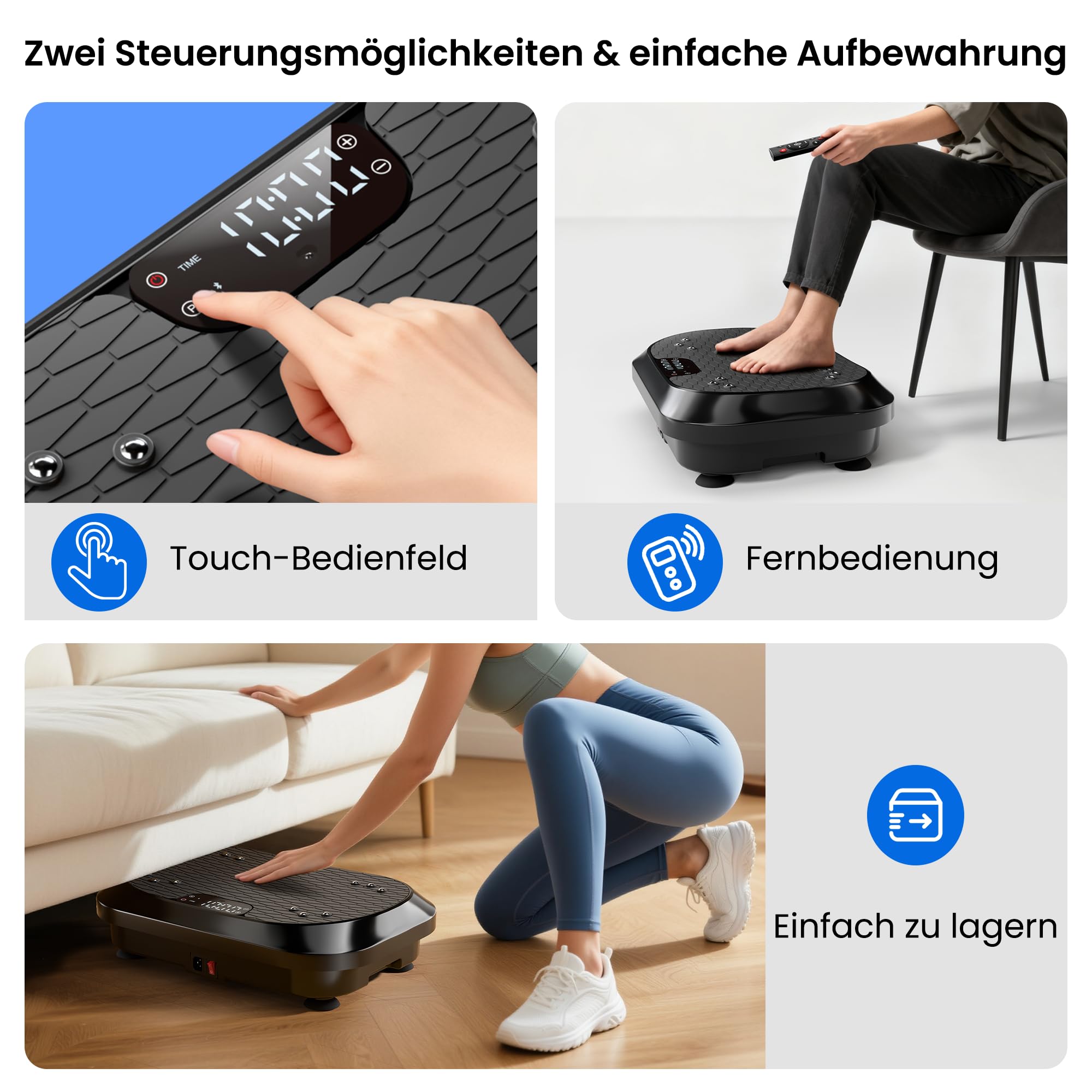 Appareil d'entraînement puissant en plaque vibrante avec haut-parleurs Bluetooth, 120 niveaux d'intensité de massage pour le fitness à domicile, le drainage lymphatique et la formation du corps