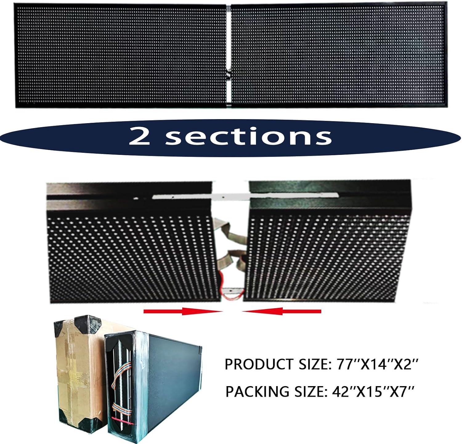 HS Outdoor Programmable Led Sign P10 77’’x14’’ , Open Neon Signs , Digital Scrolling Electronic Message Display Screen Light Board, Custom Text High Brightness for Business Store Advertising Restaurants