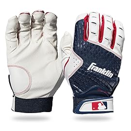 Franklin Sports 2nd-Skinz Batting Gloves - White/Navy, Youth Medium