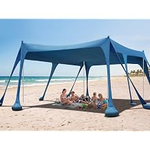 Beach Tent Sun Shelter 10 x 13FT, Camping Sun Shelter with 10 Sandbags, 22mm 7.2FT Thickened Aluminum Poles, Beach Canopy Tent Sun Shade UPF50+ Protection for Camping, Fishing, Backyard