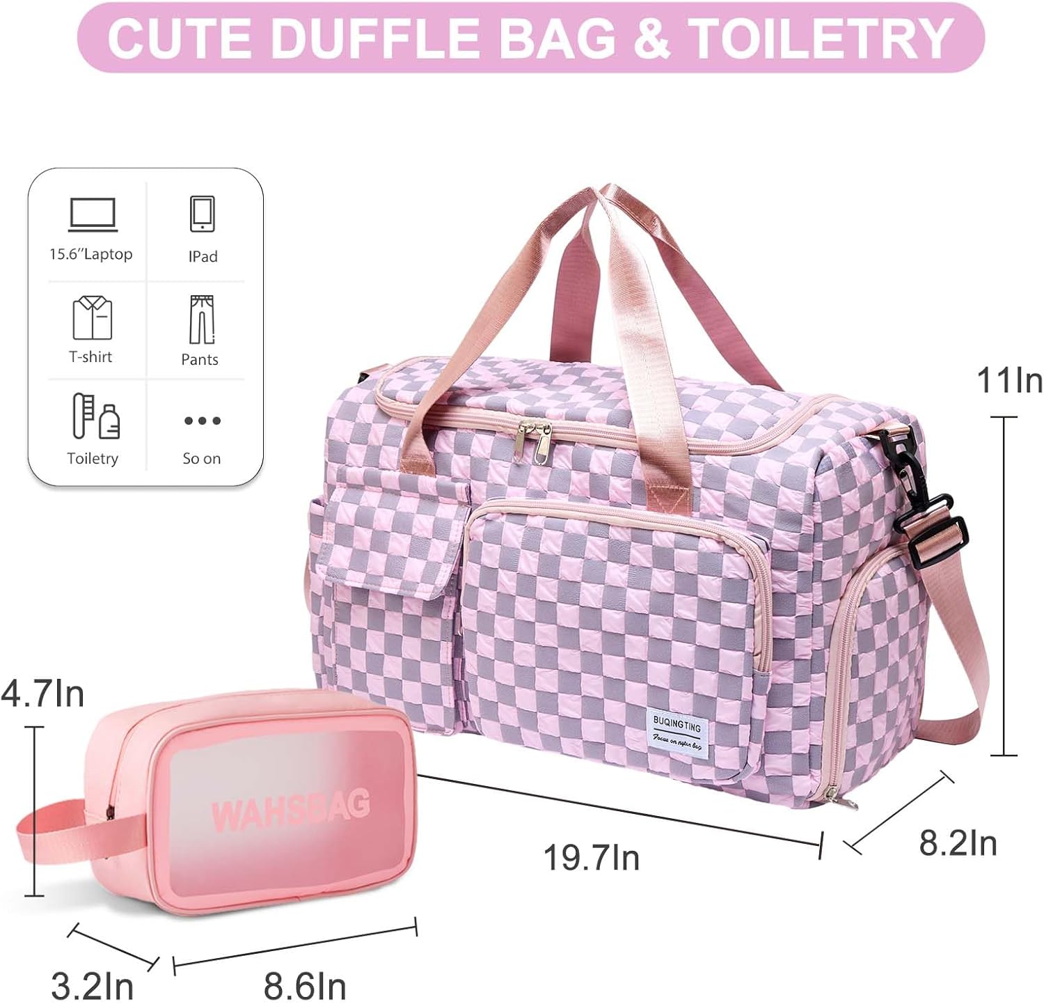 Small Gym Bag for Women, Travel Duffle Bag Carry On Weekender Bag with Shoe Compartment - Image 3