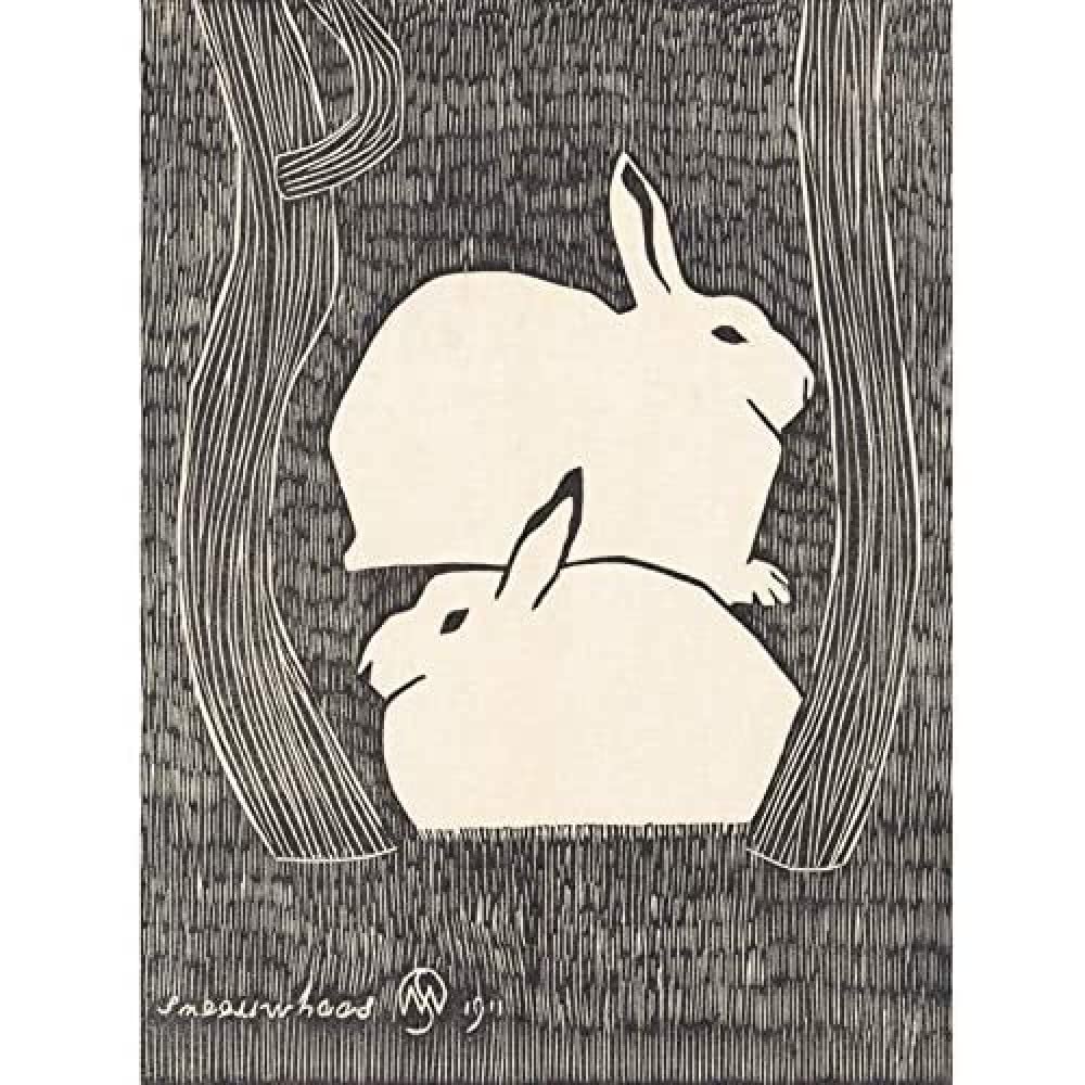 Artery8 Samuel Jessurun De Mesquita Two Snow Hare Unframed Wall Art Print Poster Home Decor Premium