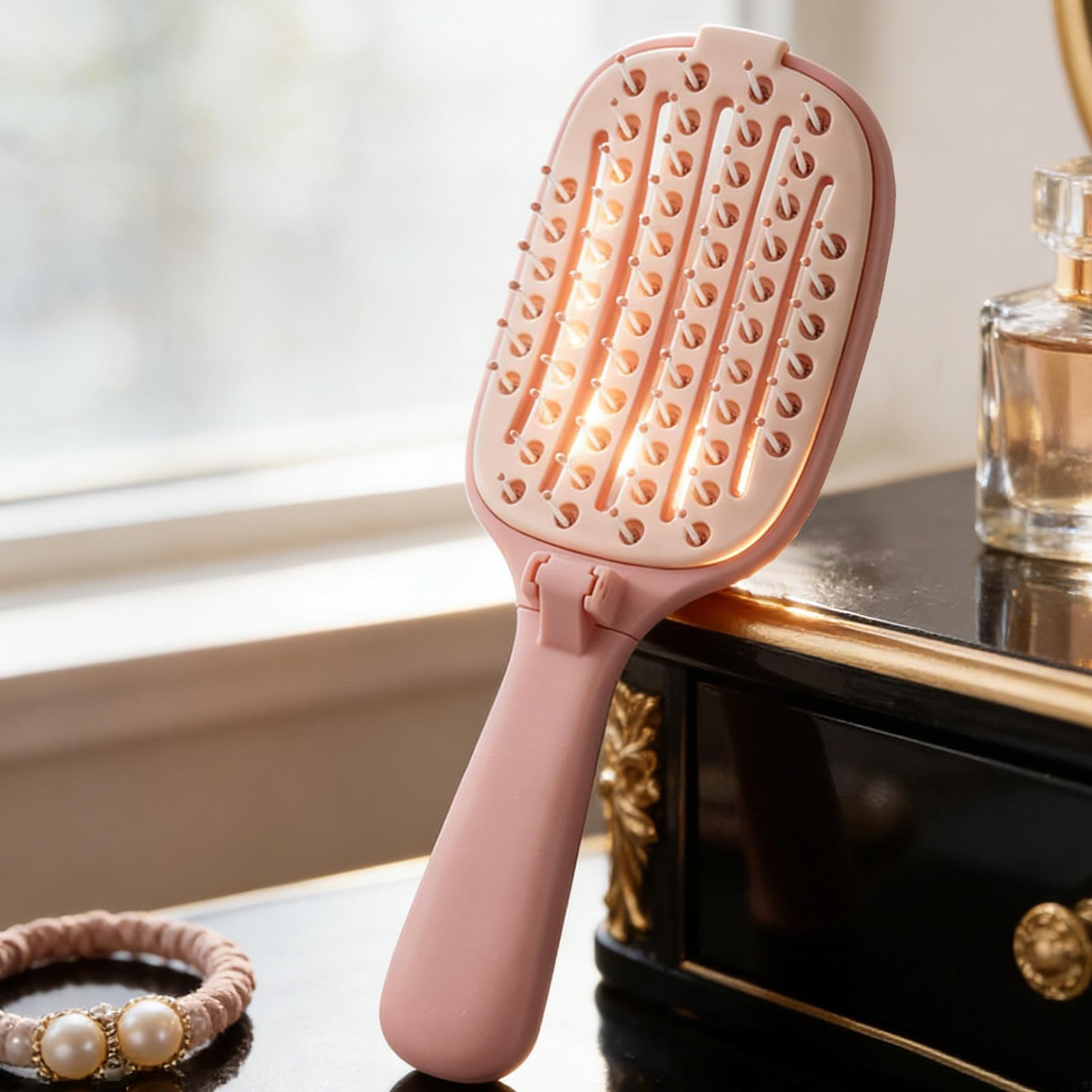 Selbstreinigende Haarbürste Faltbares Zubehör Für Haarstyling | Volumen-Haarkamm Für Frauen, Mädchen, Mütter, Zuhause, Salon, Hotel, Reise, Schwimmbad, Reisende Und Schwimmer