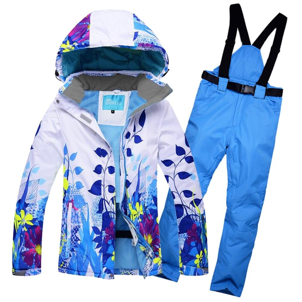Women's Waterproof Snowboard Colorful Ski Jacket and Pants Set