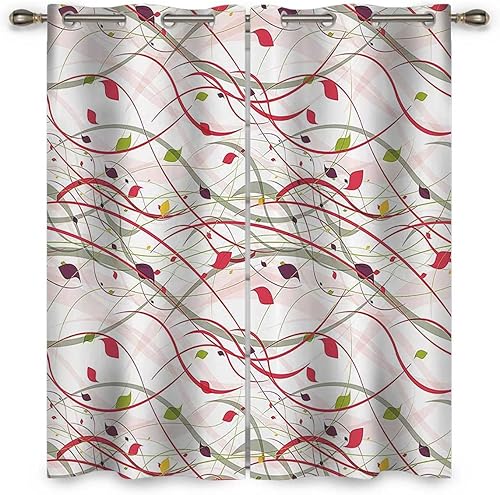 Miniatura 3 de Modern Art Home Decor Black Out Curtains 2 Panels Red Green Cortinas Girls Bedroom W 85 X H 85 Inches
