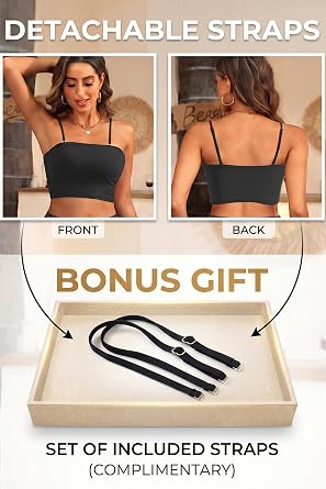 Tempt Me Women Bandeau Bikini Set Strapless High Waisted Two Piece Swimsuit Longline Bathing Suits