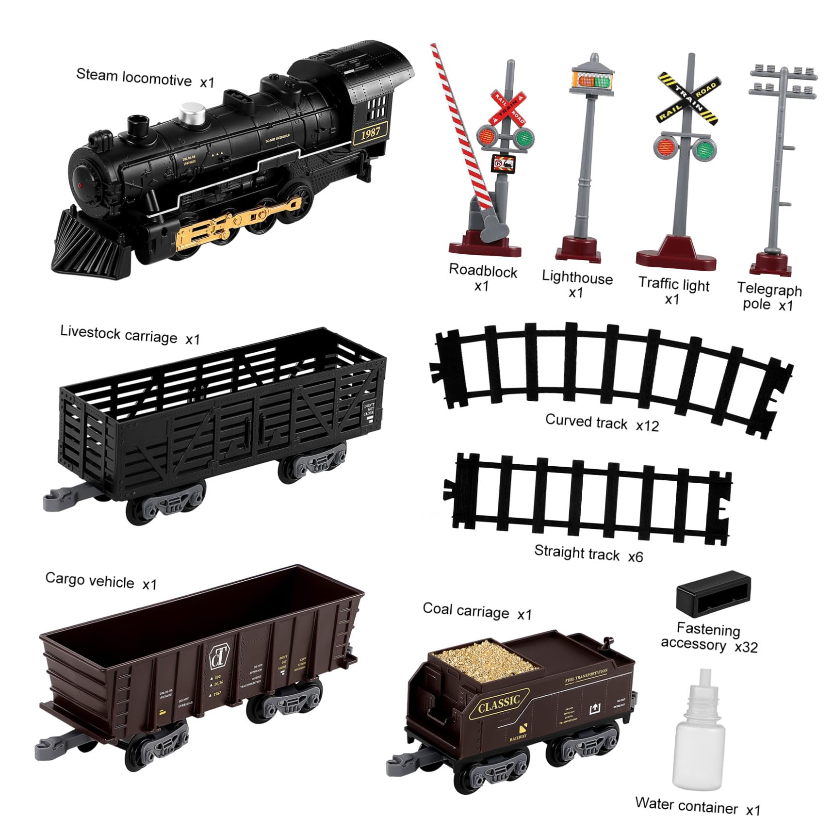 Toyvian Kit de train électrique pour garçons - Kit de train de Noël pour sous l'arbre avec lumière sonore - Pour garçons et filles - Facile à monter