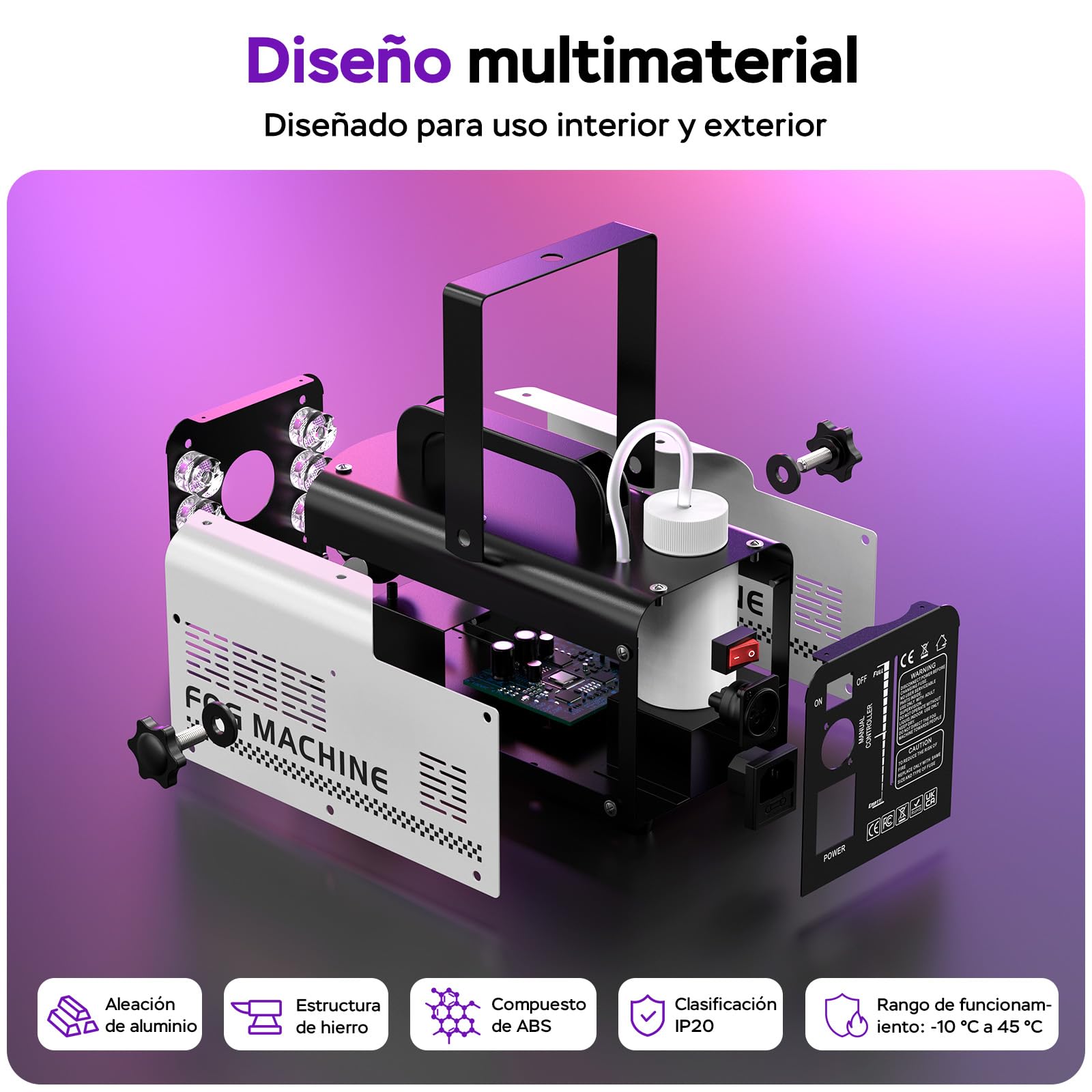 Máquina de Humo, Mini Niebla Máquina, 6 LEDs RGB Máquina de Niebla con Mando a Distancia Inalámbrico Automático, Portátil, para Halloween Fiestas Bodas DJ Escenario