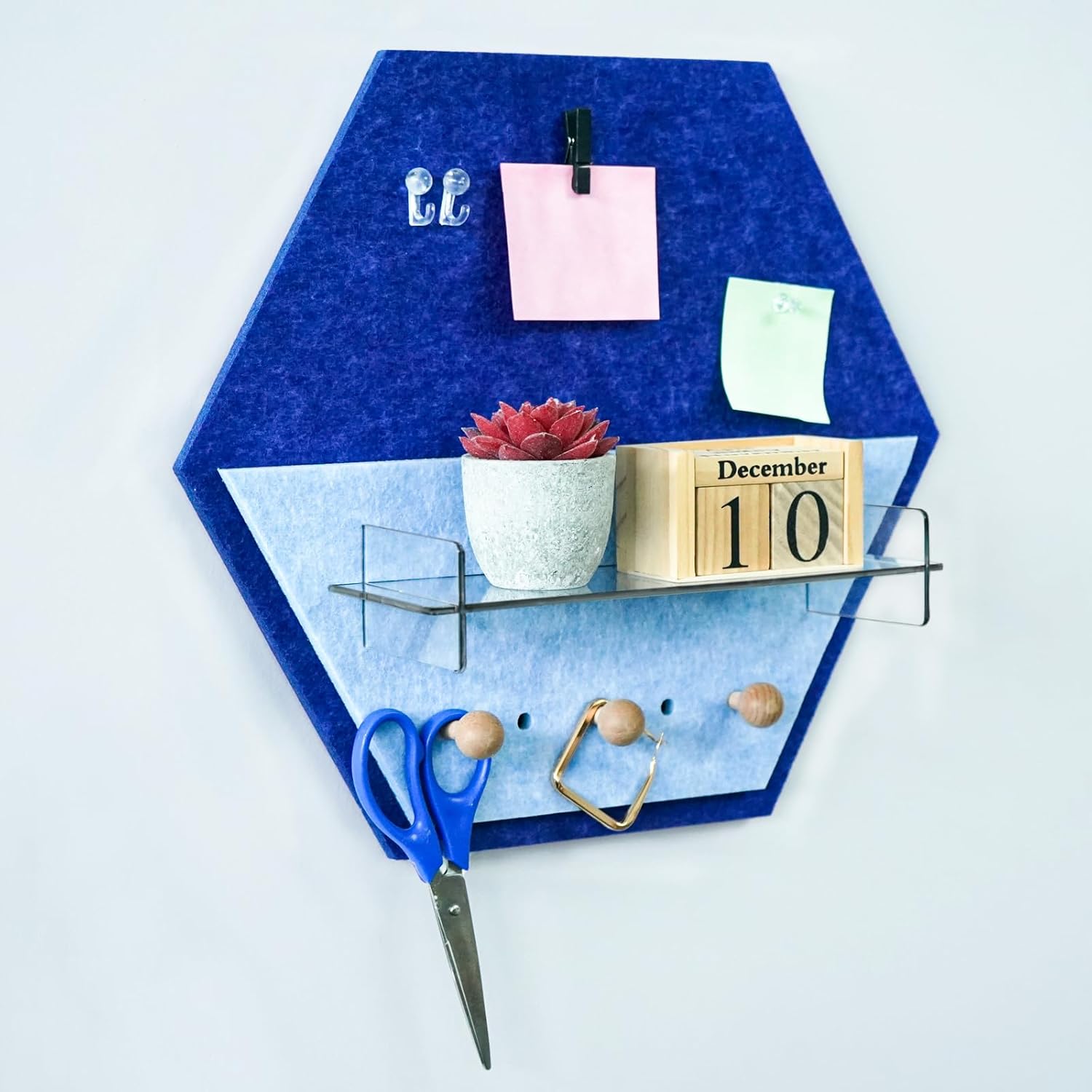 SHOOFFICE Felt Board & Acrylic Shelves for Wall, 15"x13