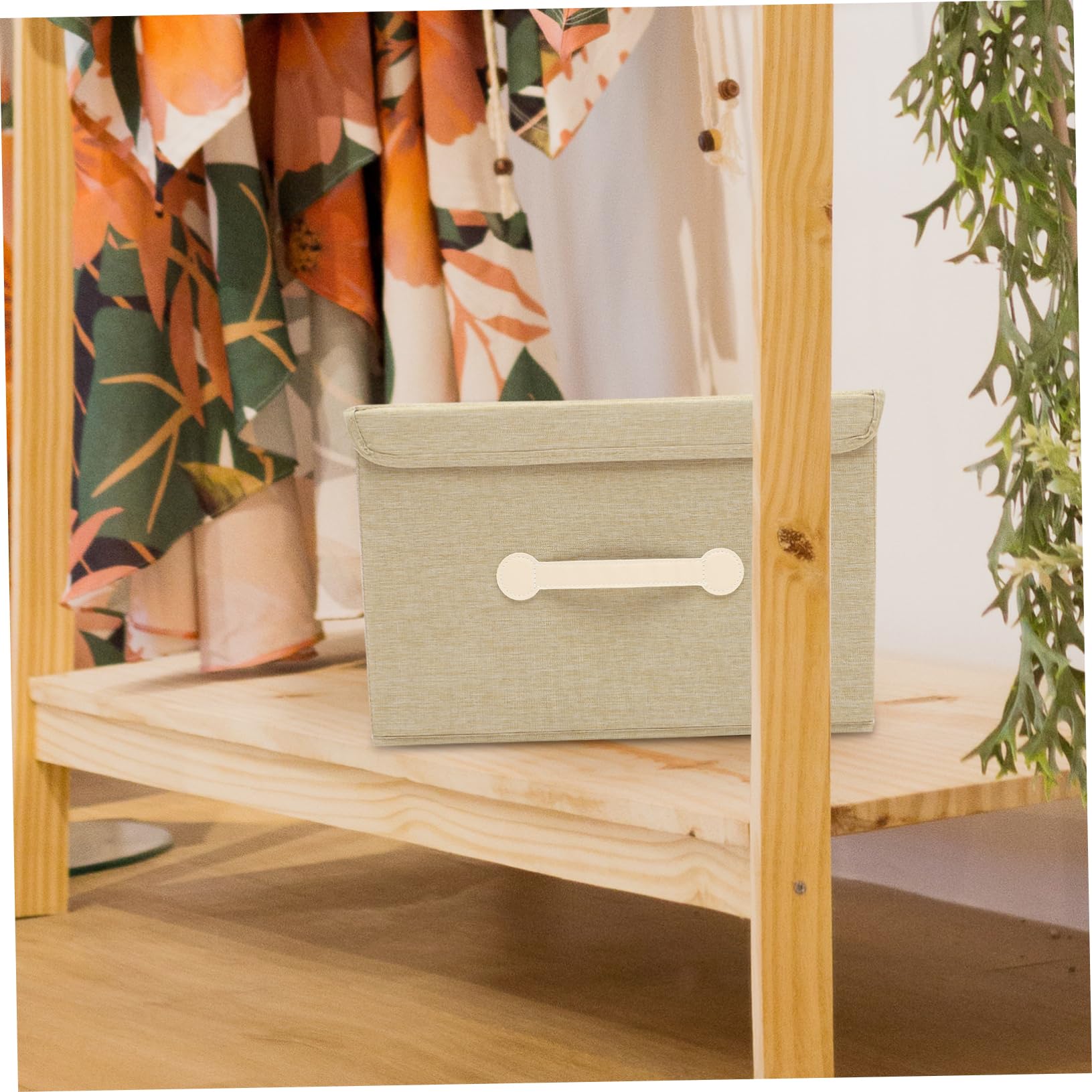 Faltbare mit Deckel Aufbewahrungsbox aus Khaki in Stoff