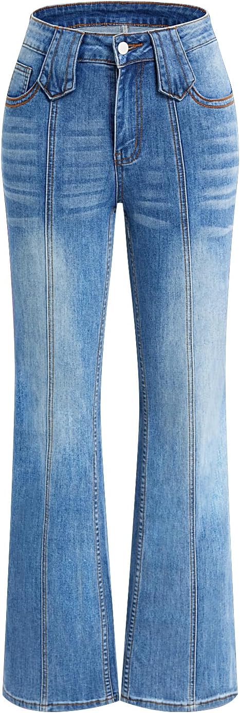 Bootcut Jeans for Women Mid Rise Butt Lifting Straight Leg Stretchy Bell Bottom Flare Denim Trendy Jeans