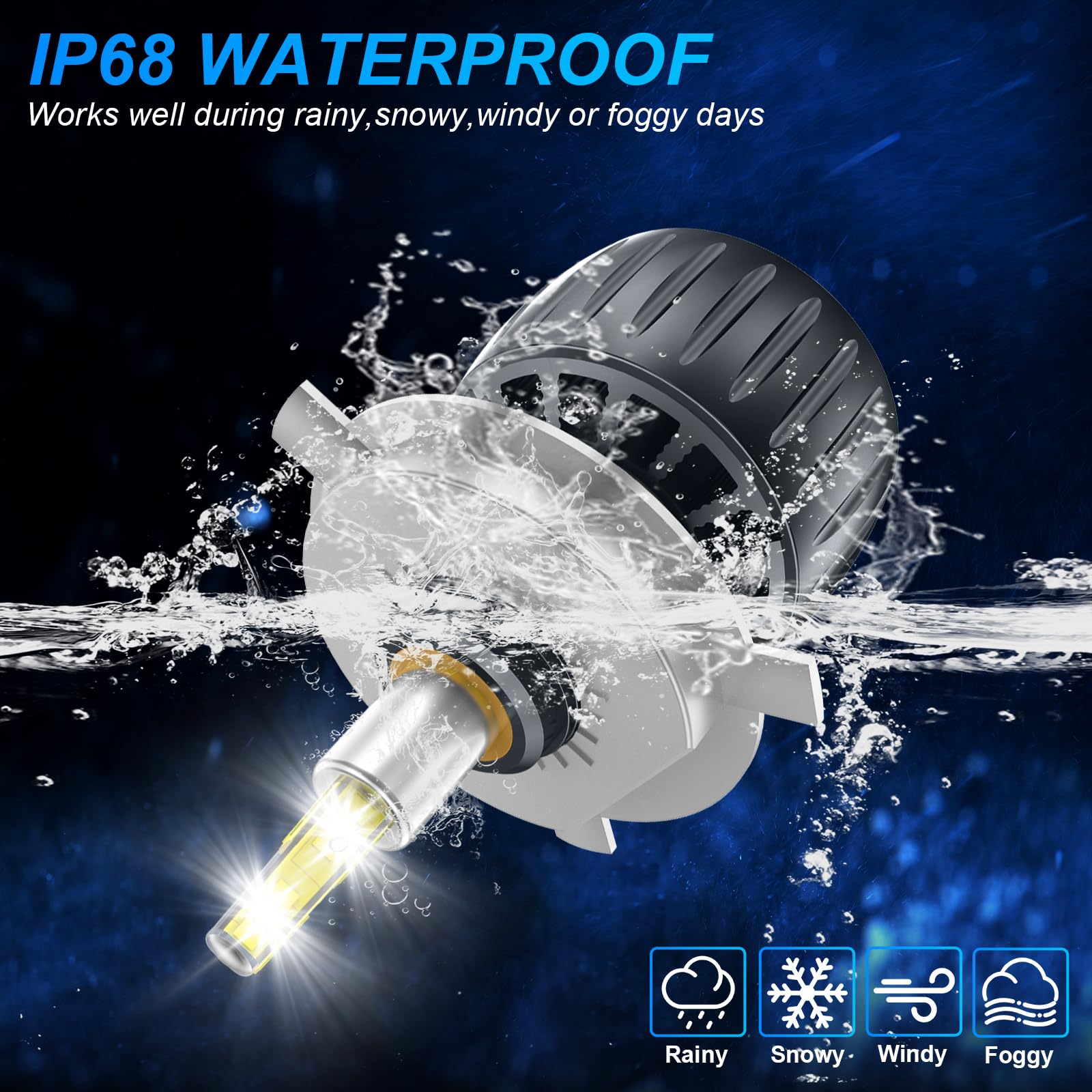 Sycreek Żarówki H4 LED EMC 30000 LM Reflektory samochodowe 100 W 6000 K, super jasne 360 stopni, bardzo jasne diody LED, zestaw do konwersji reflektorów, Plug and Play, zapobiegający zakłóceniom