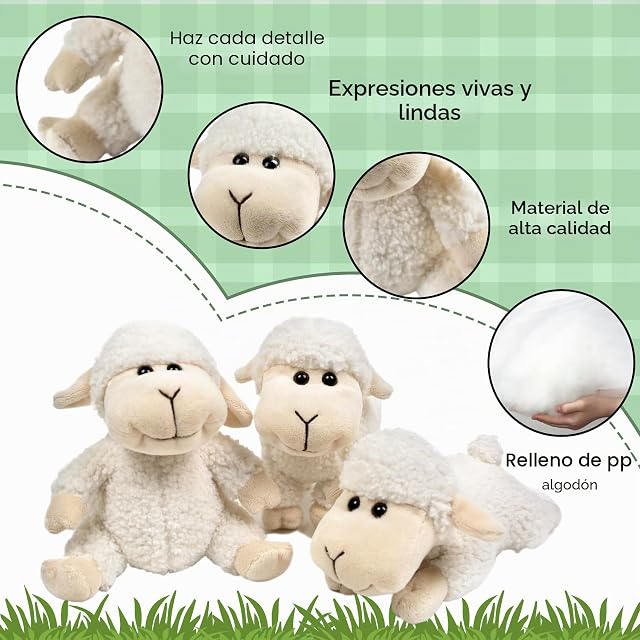 Foto 3 de 7 de lilizzhoumax Oveja de peluche de cordero de 18 cm, soporte realista, lindo peluche de oveja, súper suave